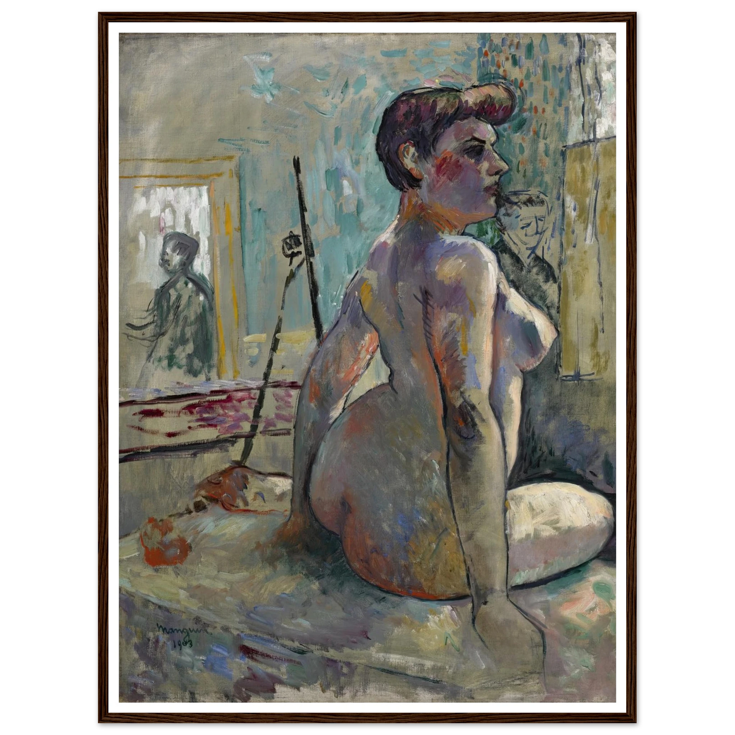 Nu à l’atelier (La Croupe, Rue Boursault) (1903) Art Print | Henri Manguin - Framed Poster - 30x40 cm / 12x16″ - Black frame