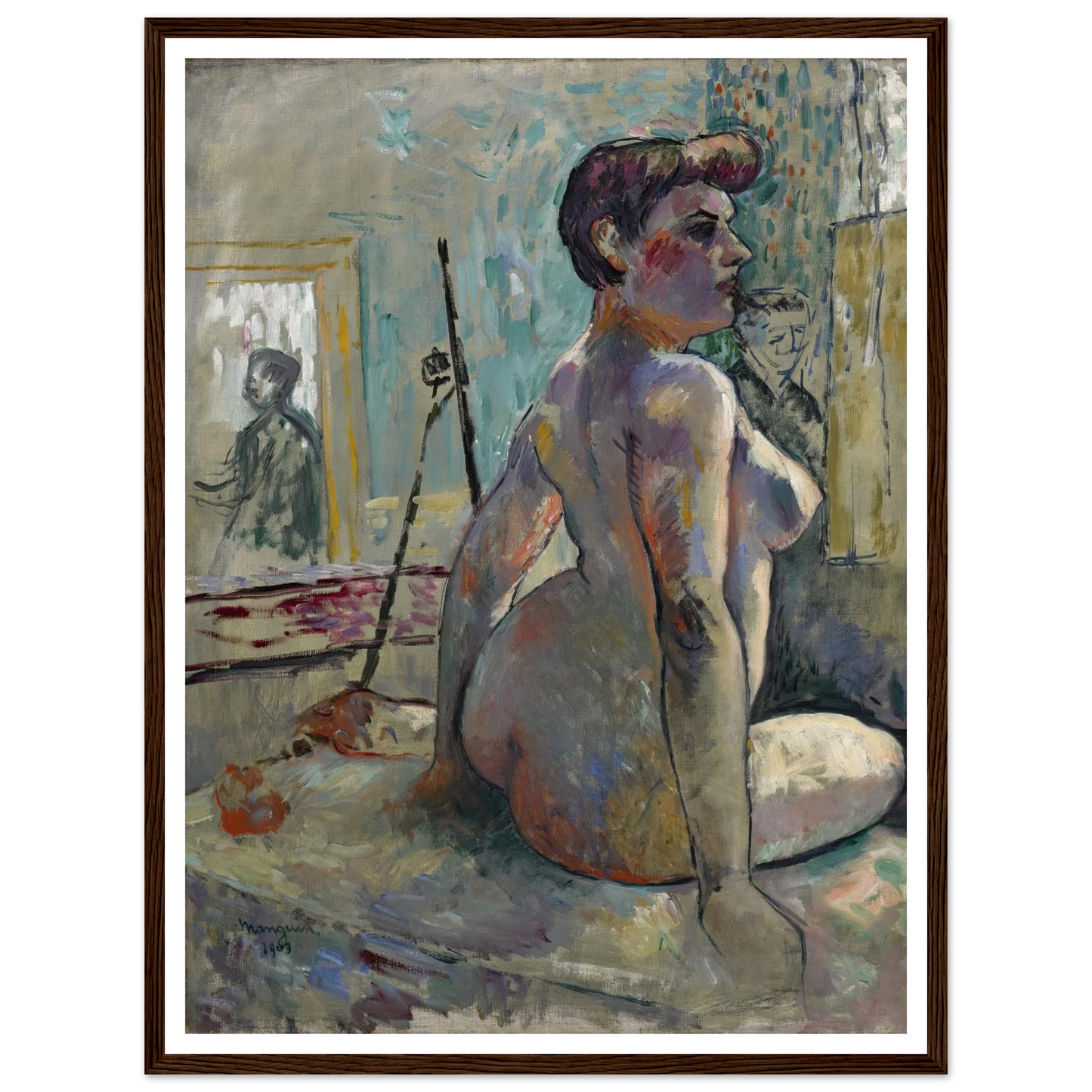 Nu à l’atelier (La Croupe, Rue Boursault) (1903) Art Print | Henri Manguin - Framed Poster - 30x40 cm / 12x16″ - Black frame