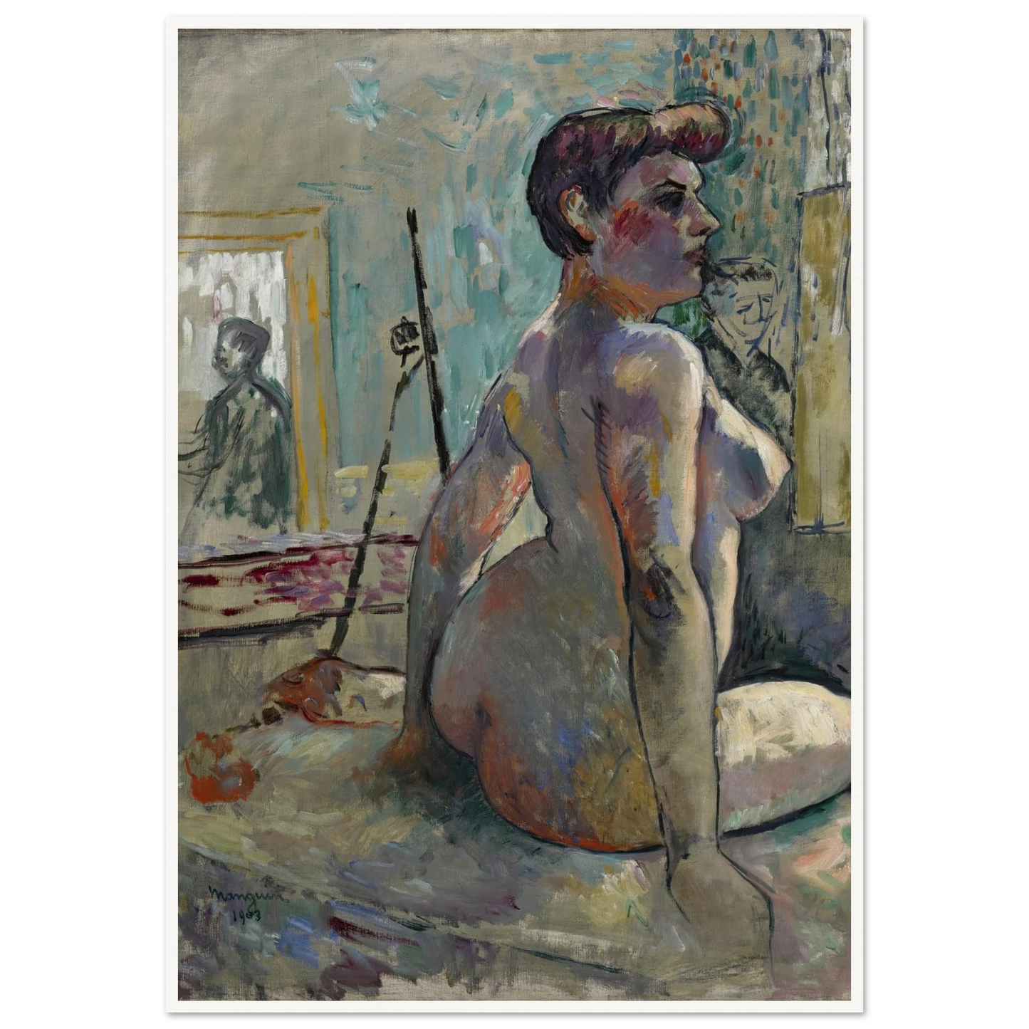 Nu à l’atelier (La Croupe, Rue Boursault) (1903) Art Print | Henri Manguin - Framed Poster - 30x40 cm / 12x16″ - Black frame