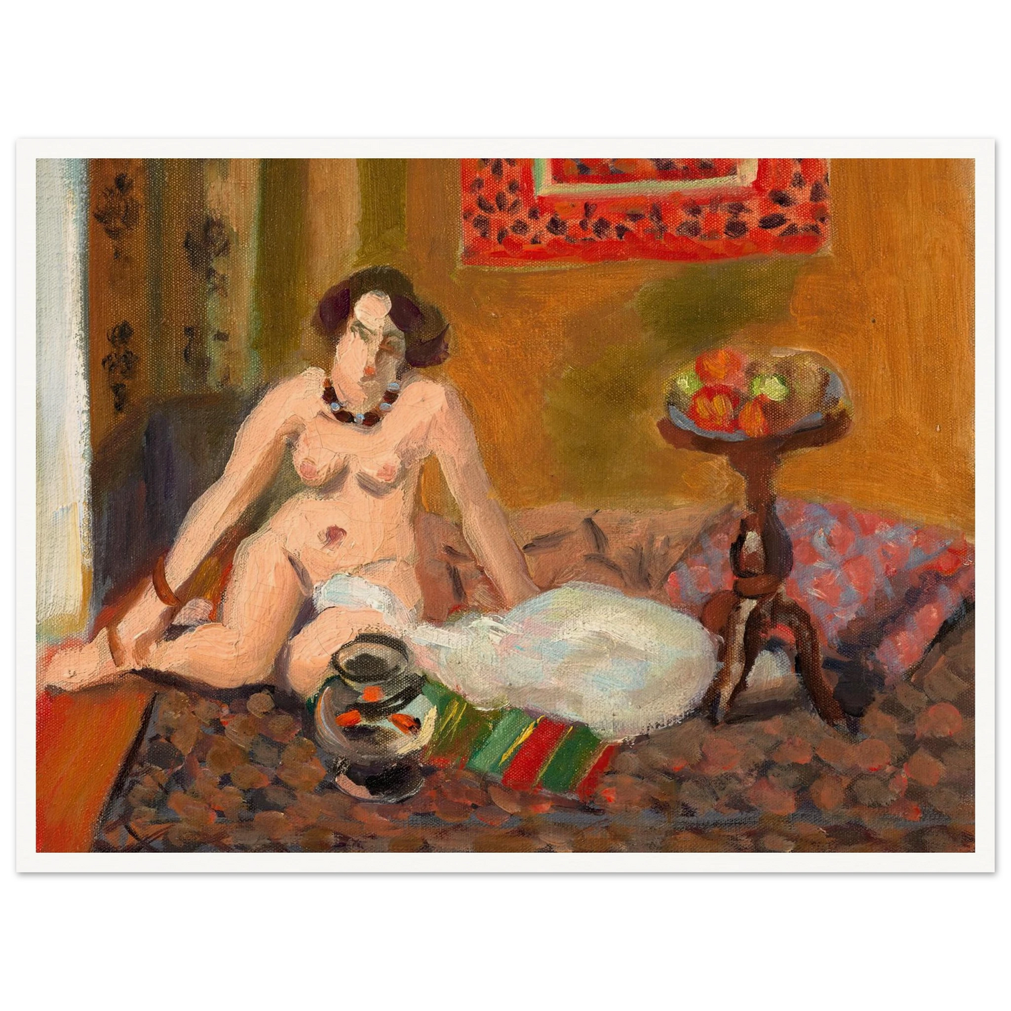 Nu accroupi près d’un aquarium (Nu aux poissons rouges) (1921-1922) Art Print | Henri Matisse - Framed Poster - 30x40 cm / 12x16″ - Black frame