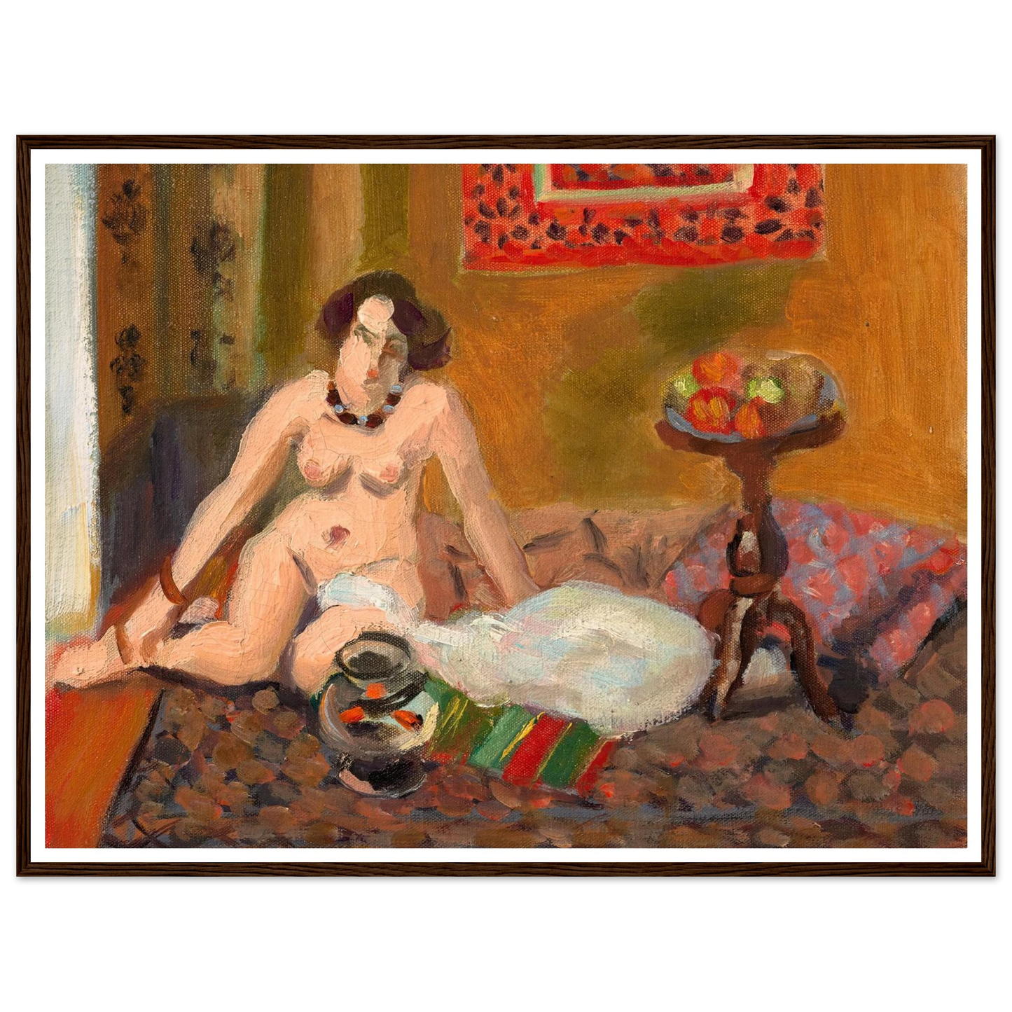 Nu accroupi près d’un aquarium (Nu aux poissons rouges) (1921-1922) Art Print | Henri Matisse - Framed Poster - 30x40 cm / 12x16″ - Black frame