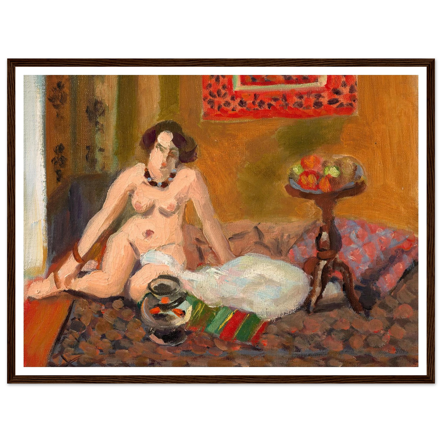 Nu accroupi près d’un aquarium (Nu aux poissons rouges) (1921-1922) Art Print | Henri Matisse - Framed Poster - 30x40 cm / 12x16″ - Black frame