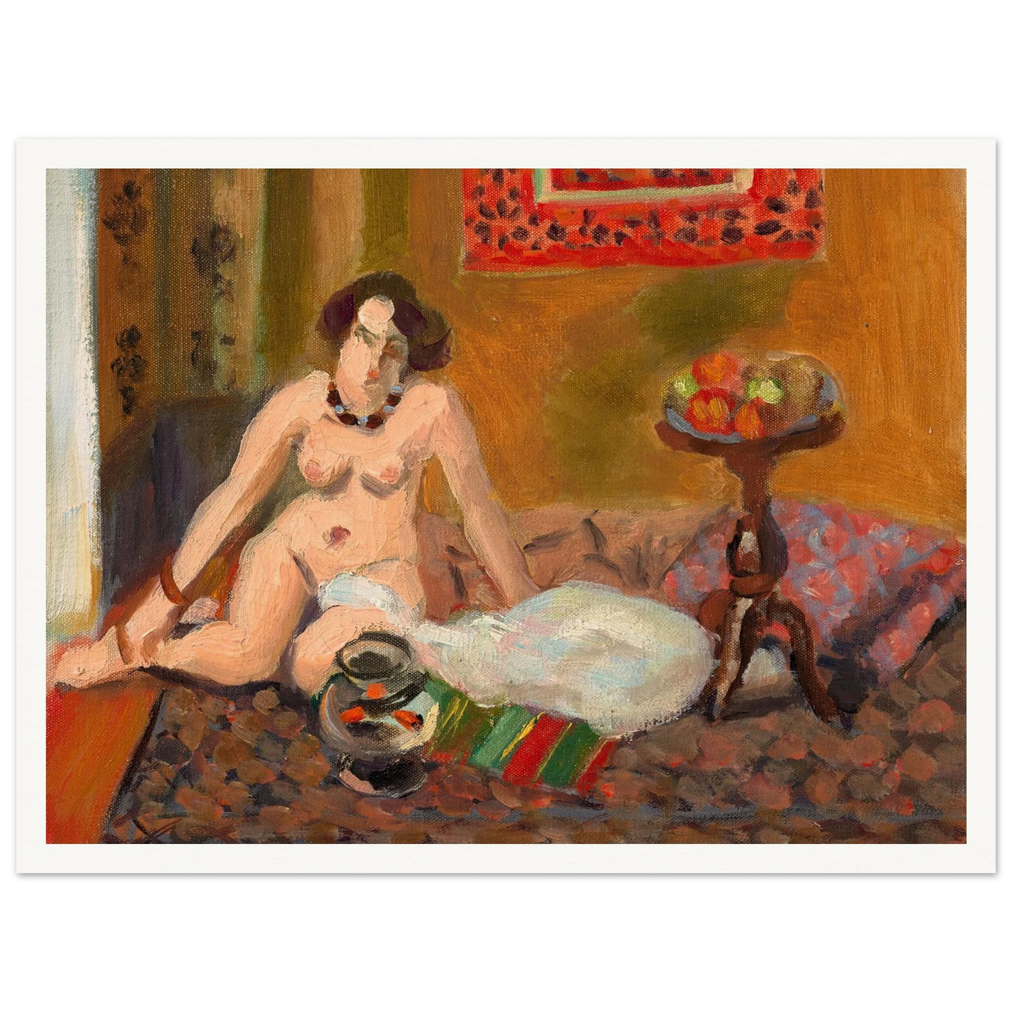 Nu accroupi près d’un aquarium (Nu aux poissons rouges) (1921-1922) Art Print | Henri Matisse - Framed Poster - 30x40 cm / 12x16″ - Black frame