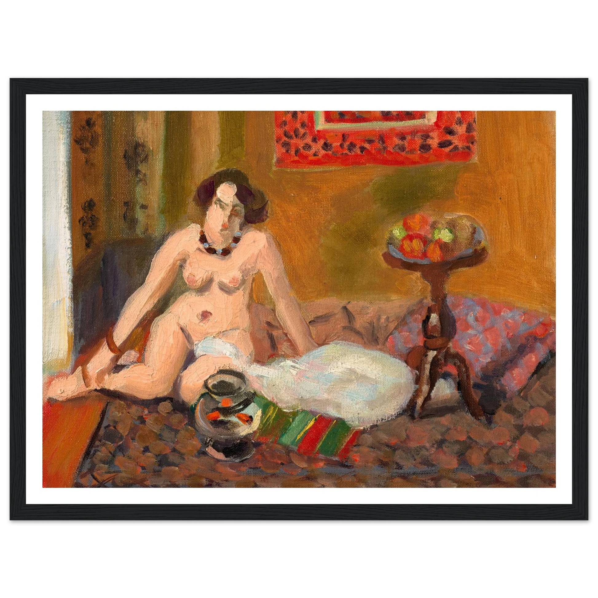 Nu accroupi près d’un aquarium (Nu aux poissons rouges) (1921-1922) Art Print | Henri Matisse - Framed Poster - 30x40 cm / 12x16″ - Black frame
