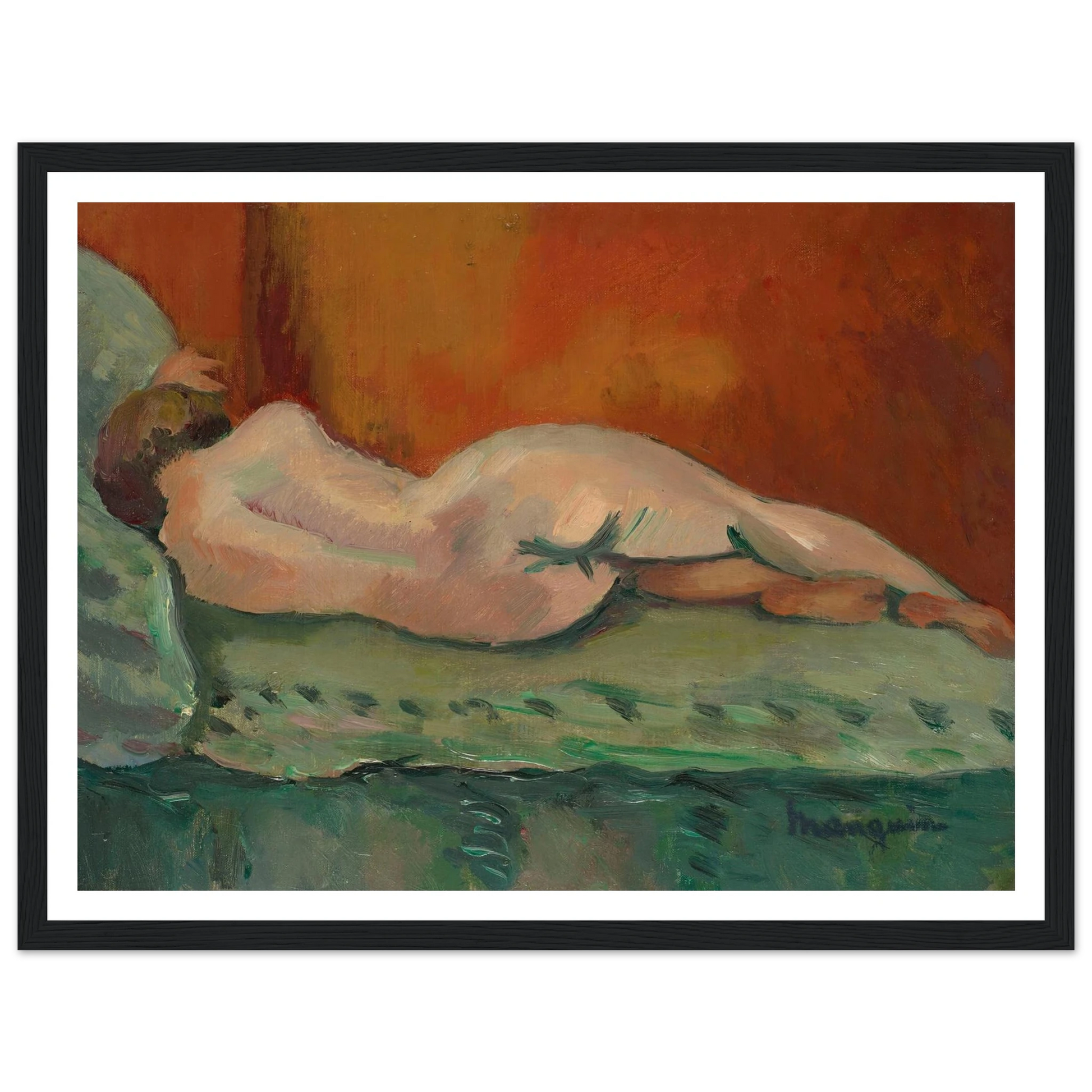 Nu couché de dos (1903) Art Print | Henri Manguin - Framed Poster - 30x40 cm / 12x16″ - Black frame