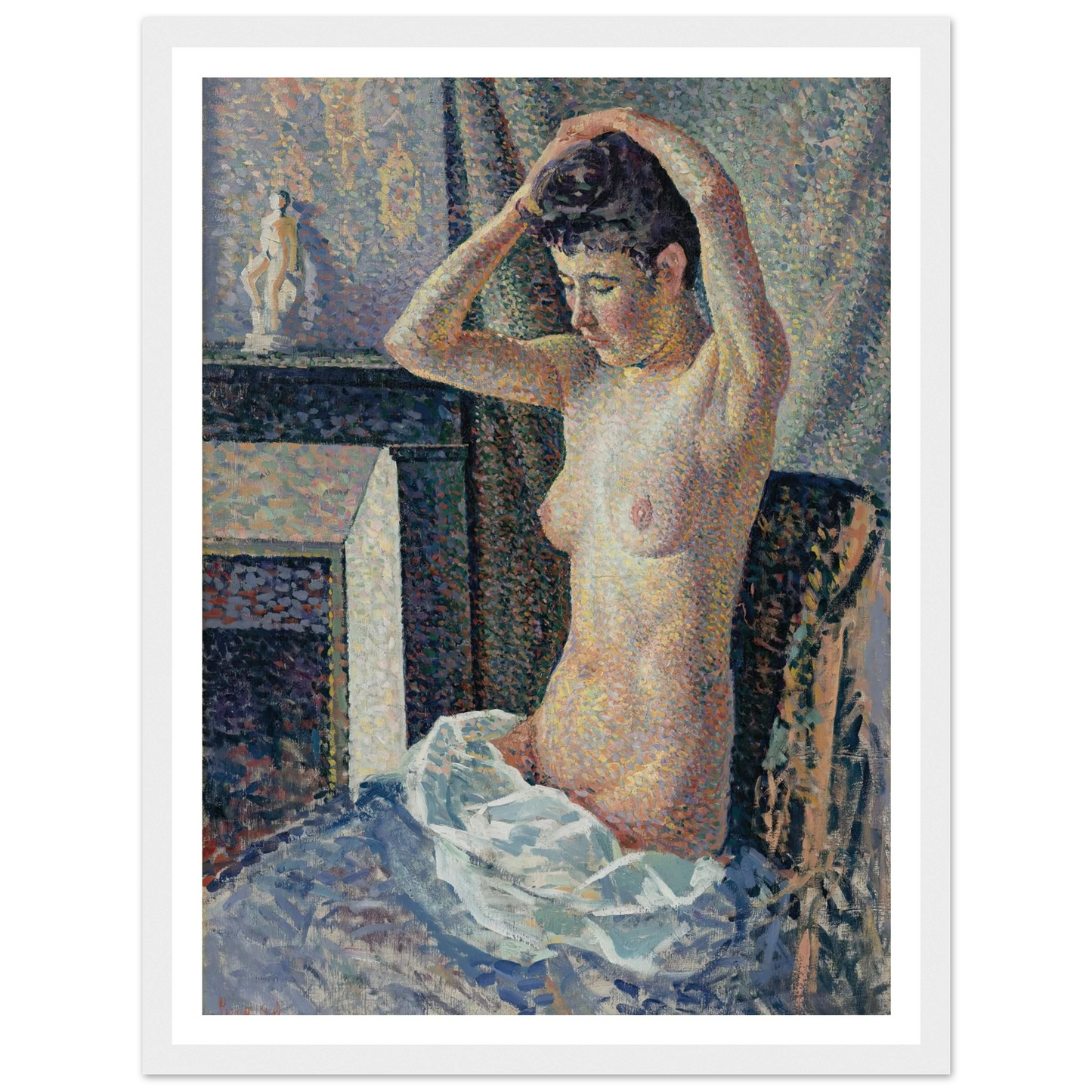 Nu se coiffant (1889) Art Print | Maximilien Luce - Framed Poster - 30x40 cm / 12x16″ - Black frame