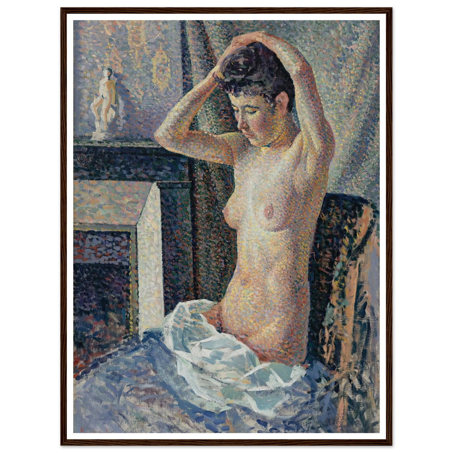 Nu se coiffant (1889) Art Print | Maximilien Luce - Framed Poster - 30x40 cm / 12x16″ - Black frame