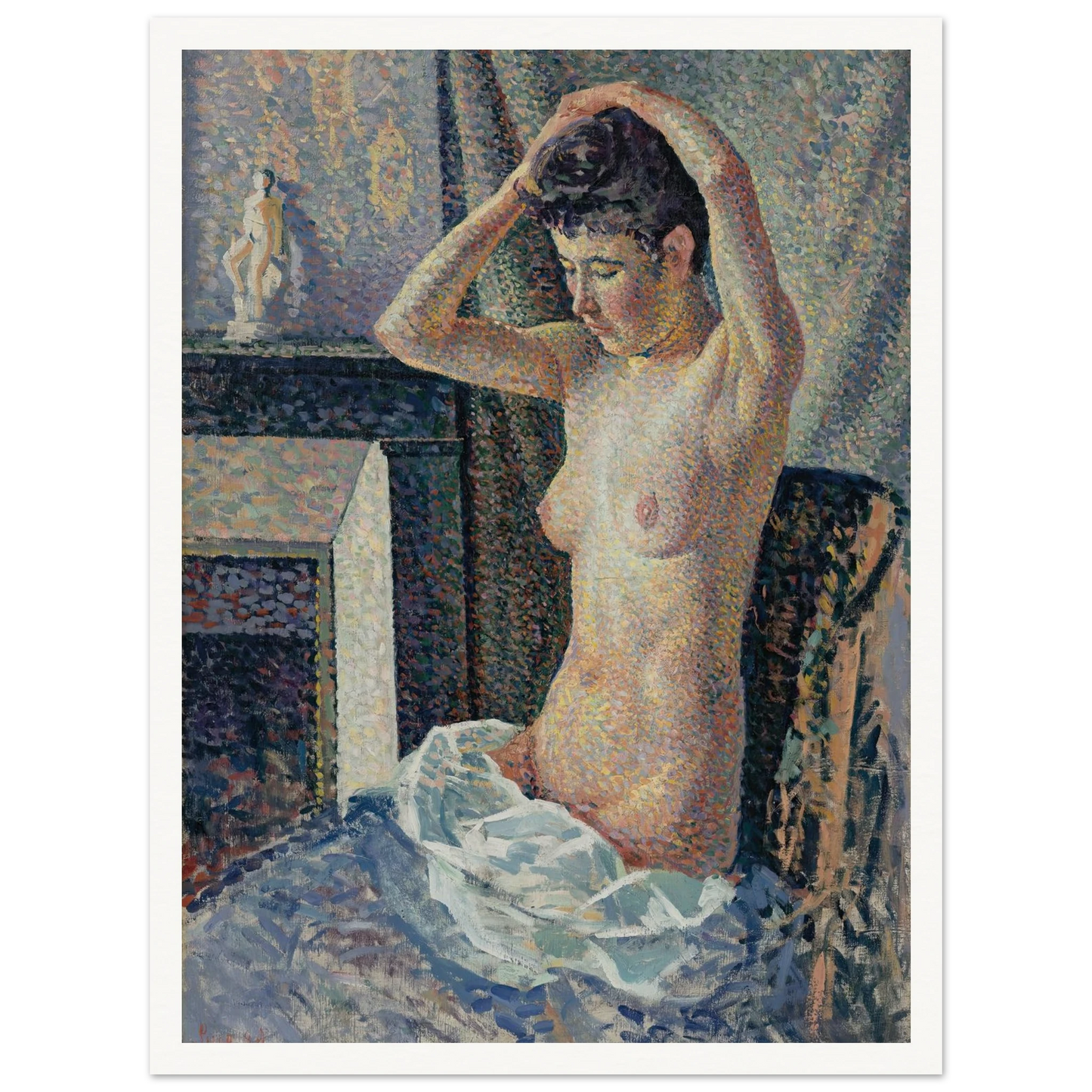 Nu se coiffant (1889) Art Print | Maximilien Luce - Framed Poster - 30x40 cm / 12x16″ - Black frame