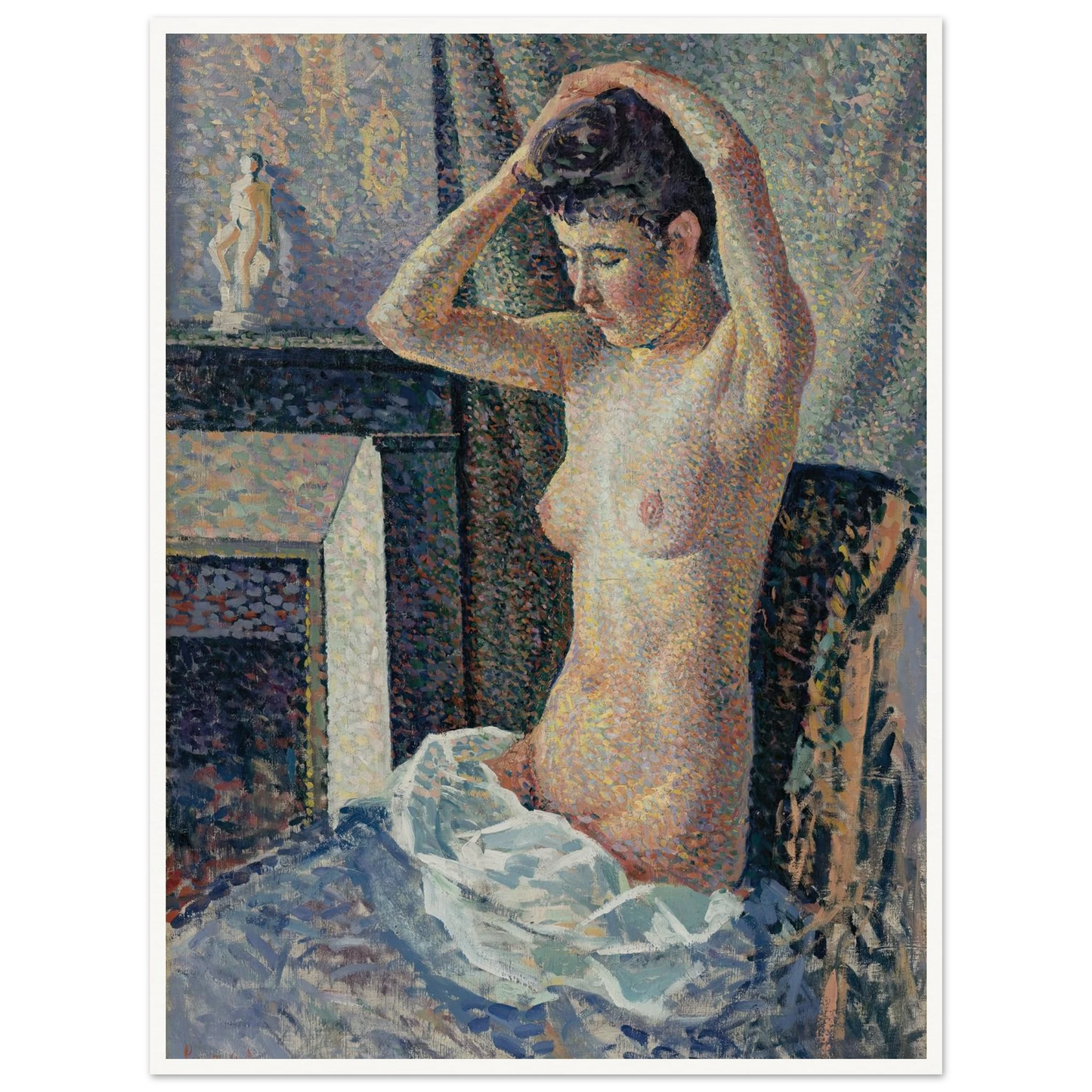 Nu se coiffant (1889) Art Print | Maximilien Luce - Framed Poster - 30x40 cm / 12x16″ - Black frame