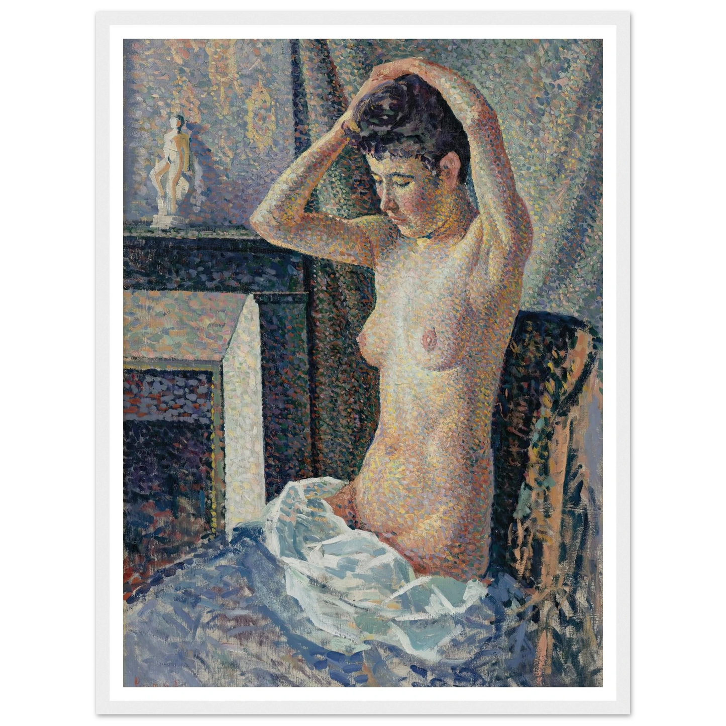 Nu se coiffant (1889) Art Print | Maximilien Luce - Framed Poster - 30x40 cm / 12x16″ - Black frame