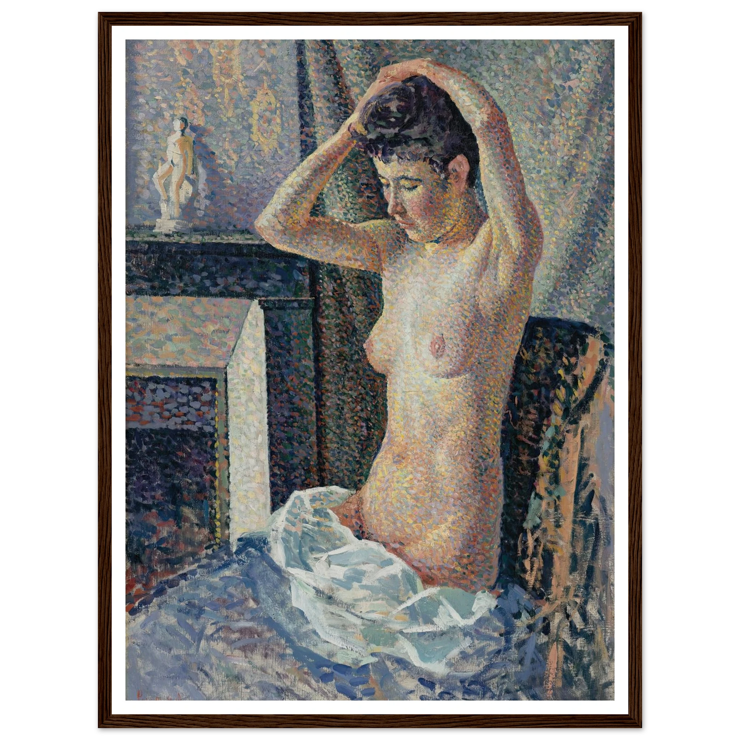 Nu se coiffant (1889) Art Print | Maximilien Luce - Framed Poster - 30x40 cm / 12x16″ - Black frame