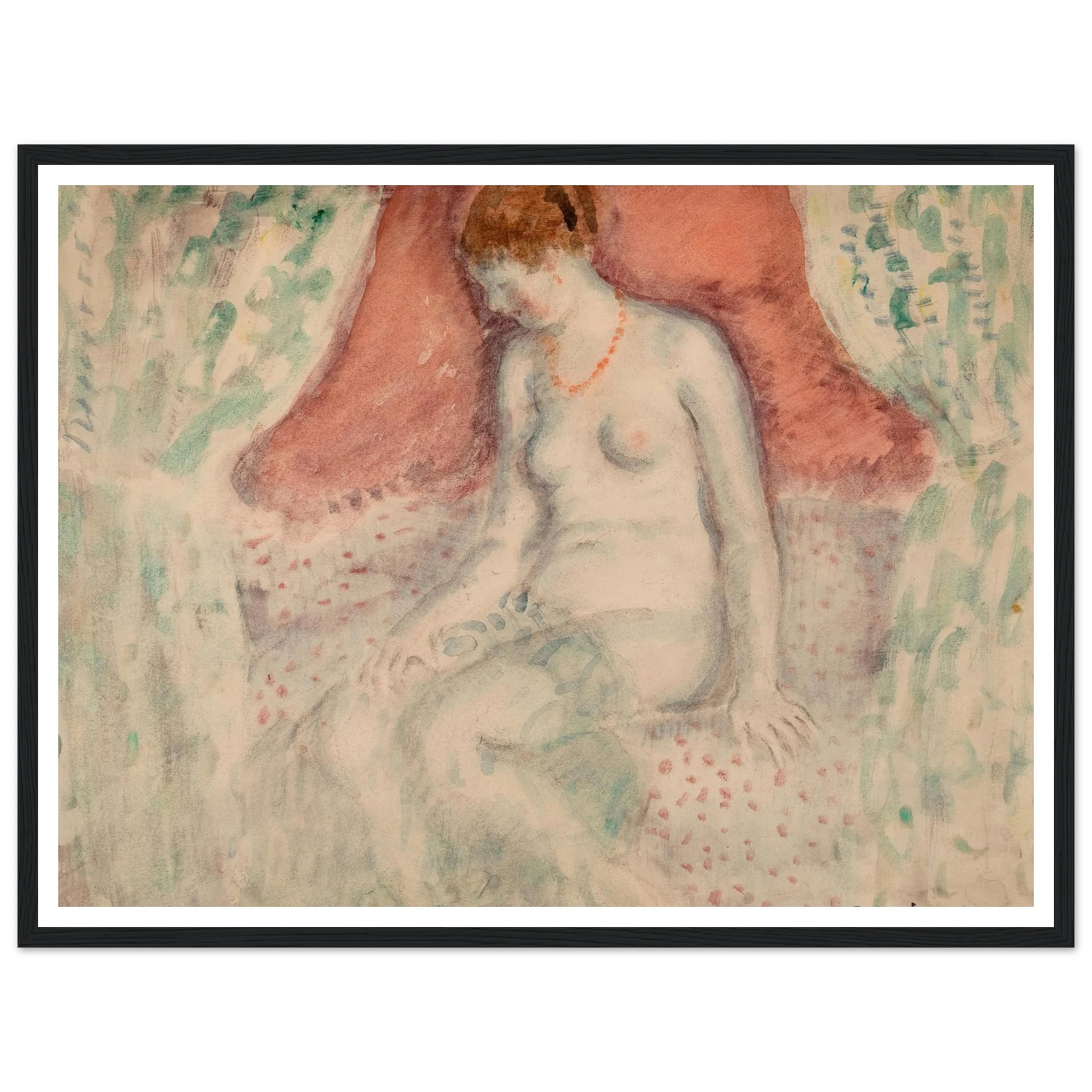 Nude (1920) Art Print | Frederick Carl Frieseke - Framed Poster - 30x40 cm / 12x16″ - Black frame