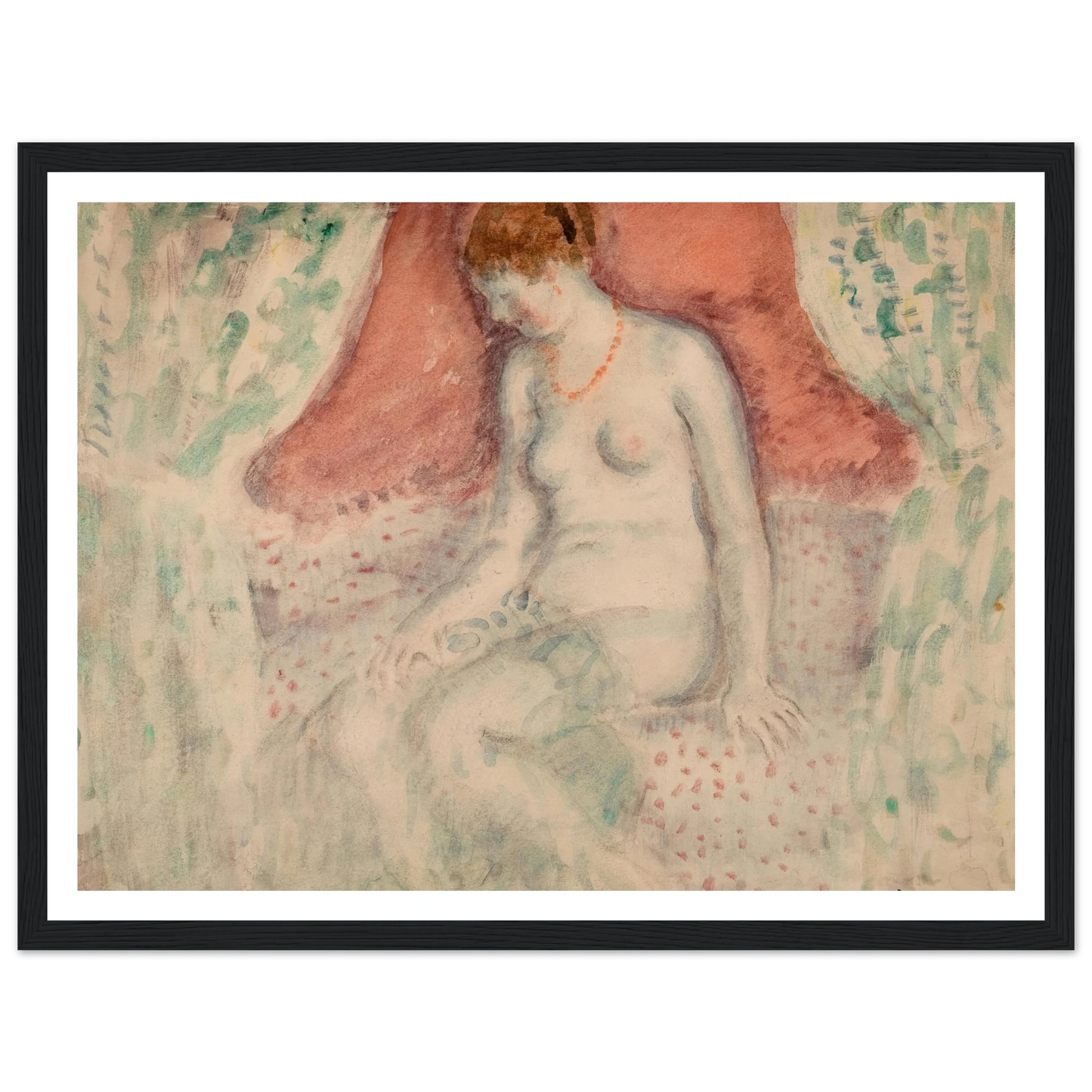 Nude (1920) Art Print | Frederick Carl Frieseke - Framed Poster - 30x40 cm / 12x16″ - Black frame