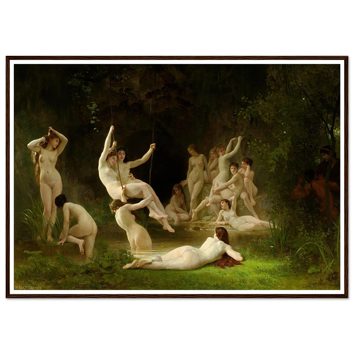 Nymphaeum (1878) Art Print | William Bouguereau - Framed Poster - 70x100 cm / 28x40″ - Black frame
