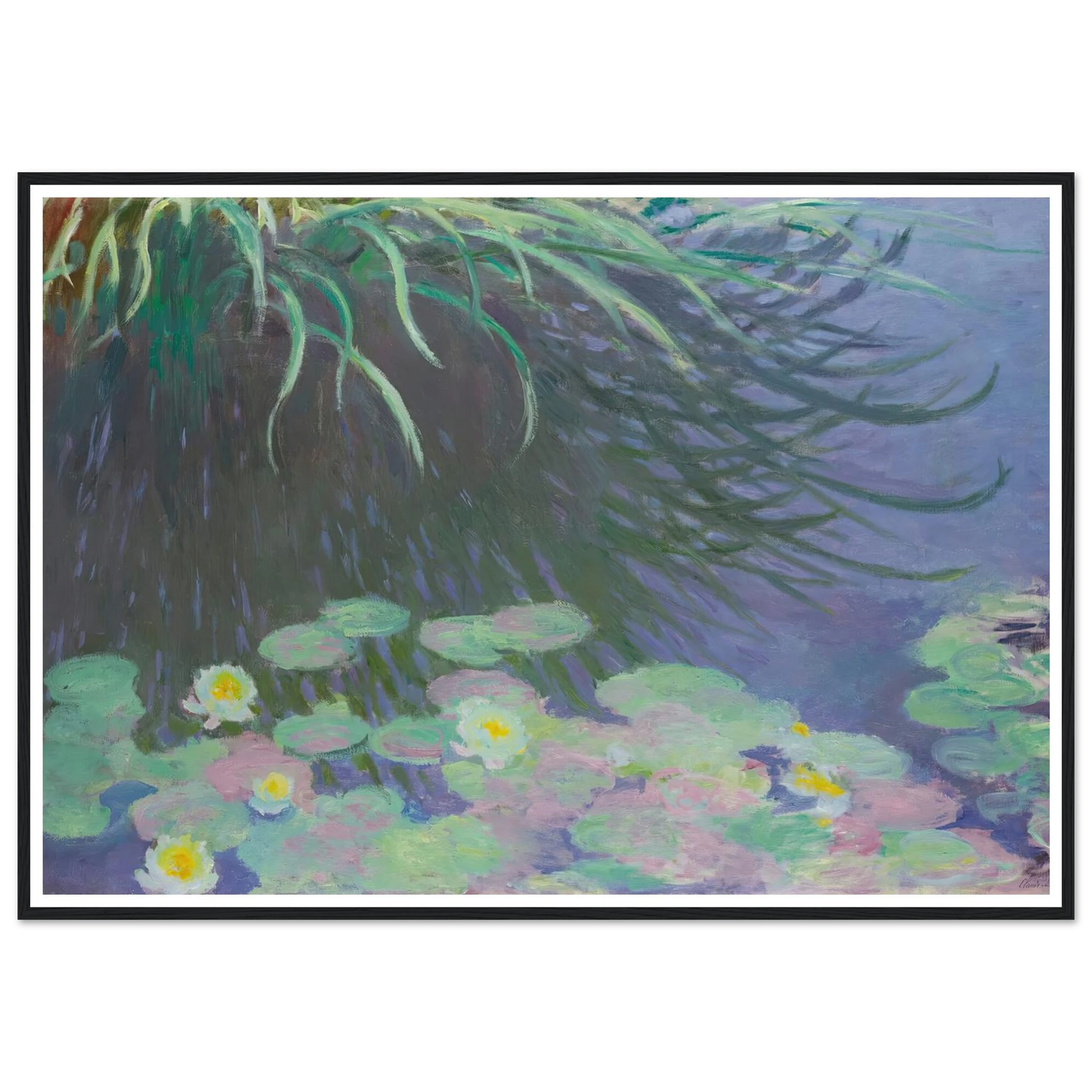 Nymphéas Avec Reflets De Hautes Herbes (1914-17) Art Print | Claude Monet - Framed Poster - 30x40 cm / 12x16″ - Black frame