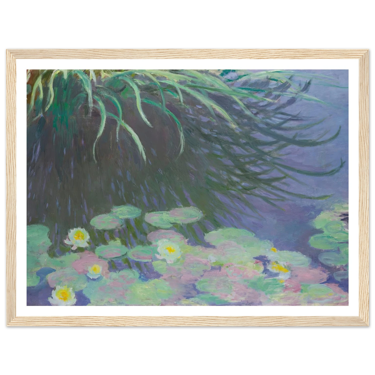 Nymphéas Avec Reflets De Hautes Herbes (1914-17) Art Print | Claude Monet - Framed Poster - 30x40 cm / 12x16″ - Black frame