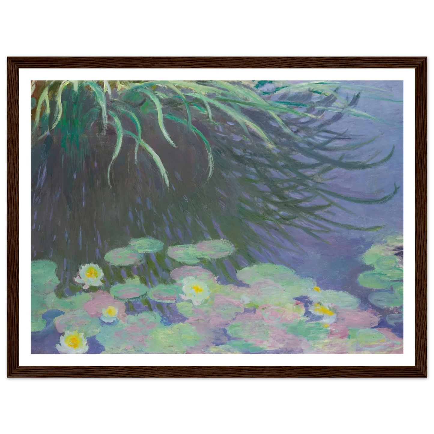 Nymphéas Avec Reflets De Hautes Herbes (1914-17) Art Print | Claude Monet - Framed Poster - 30x40 cm / 12x16″ - Black frame