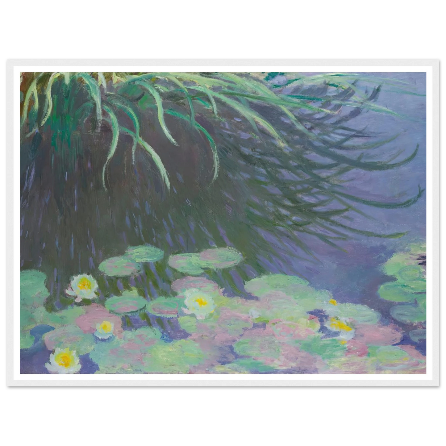 Nymphéas Avec Reflets De Hautes Herbes (1914-17) Art Print | Claude Monet - Framed Poster - 30x40 cm / 12x16″ - Black frame