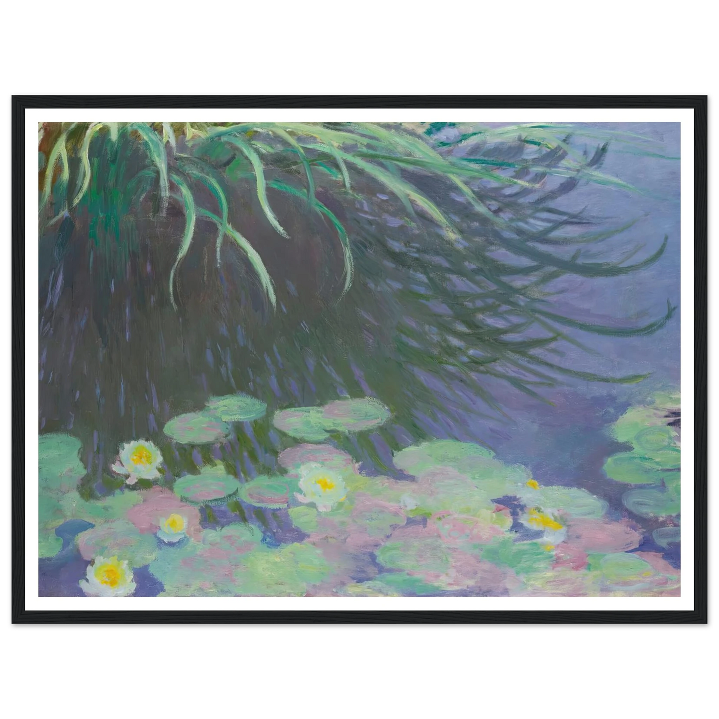 Nymphéas Avec Reflets De Hautes Herbes (1914-17) Art Print | Claude Monet - Framed Poster - 30x40 cm / 12x16″ - Black frame