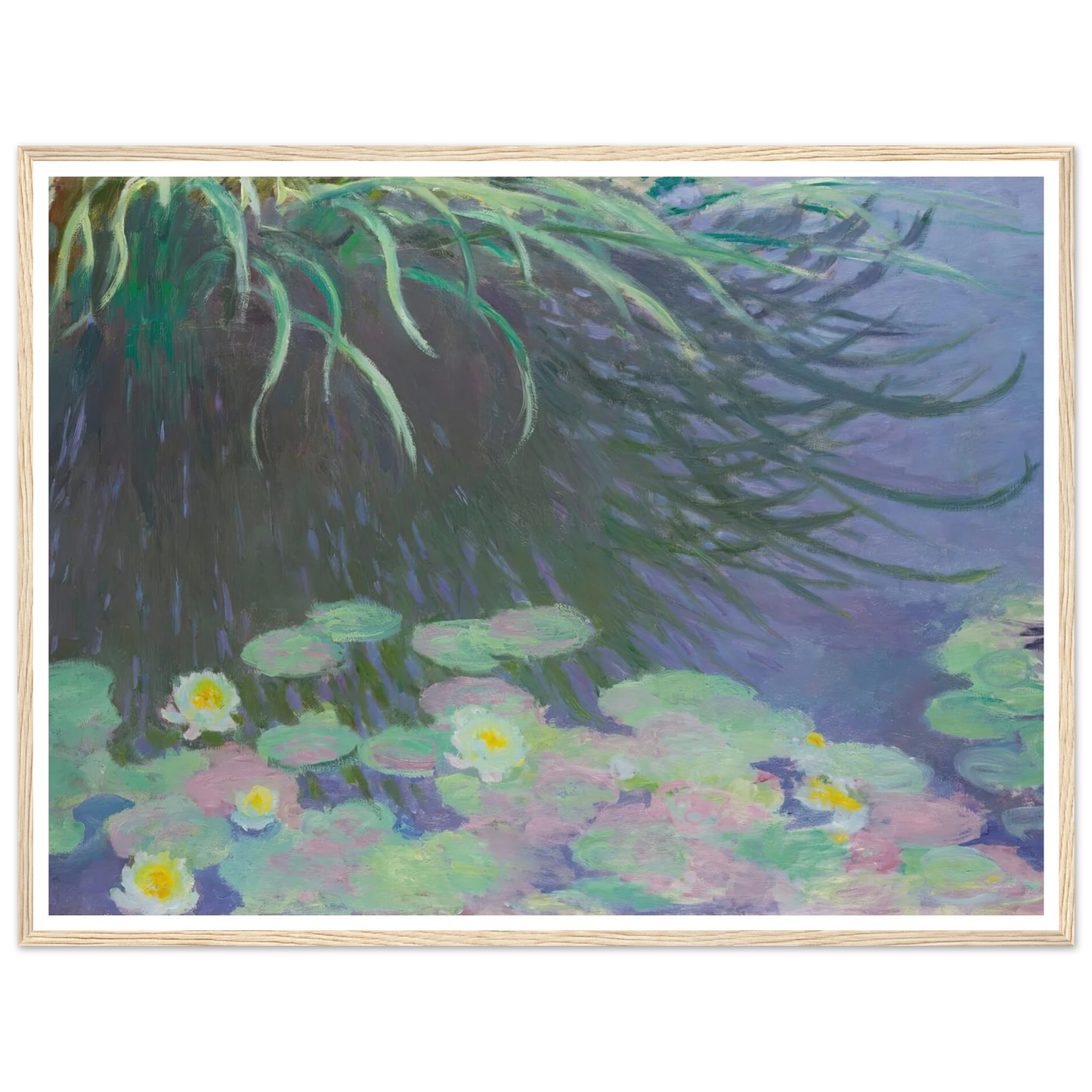 Nymphéas Avec Reflets De Hautes Herbes (1914-17) Art Print | Claude Monet - Framed Poster - 30x40 cm / 12x16″ - Black frame