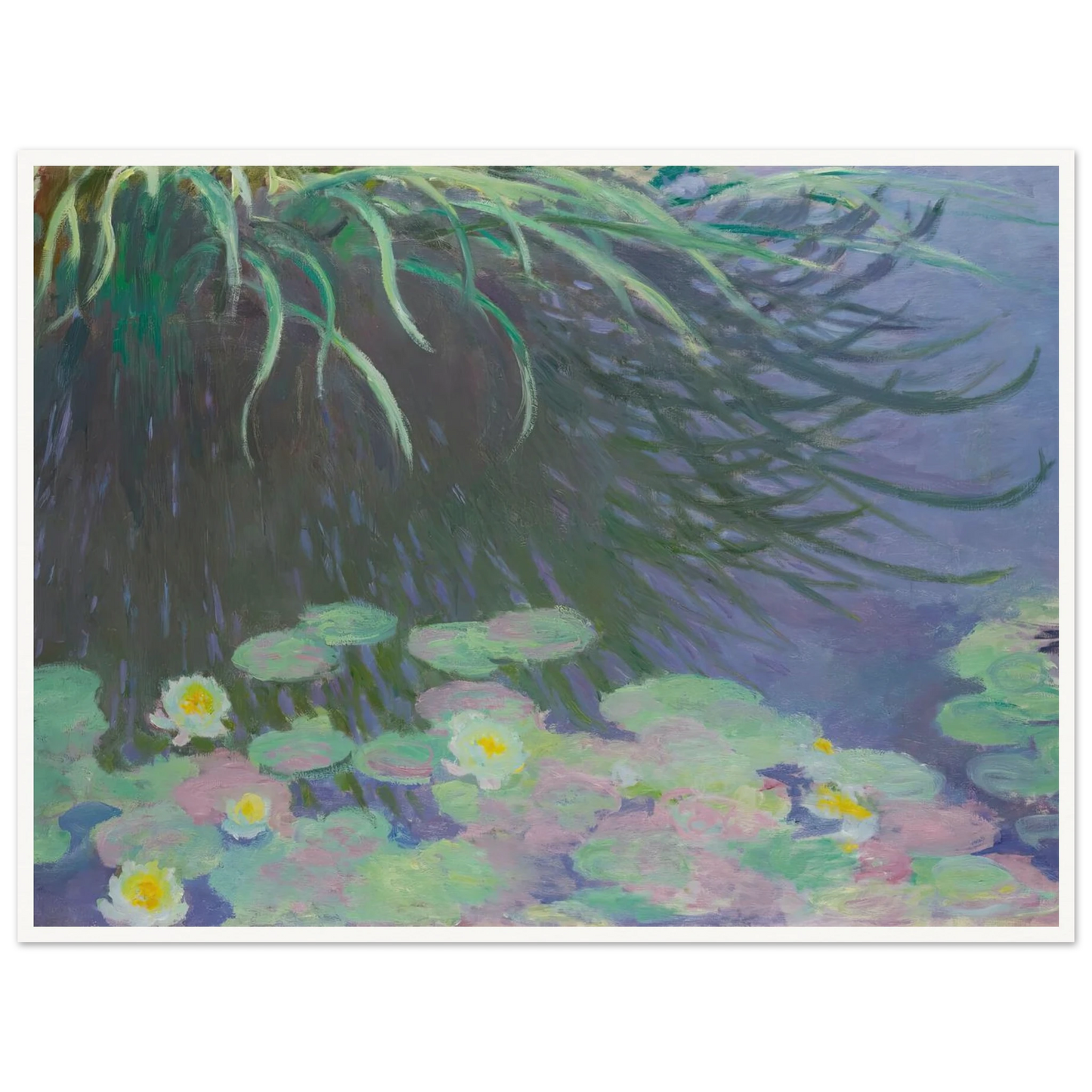 Nymphéas Avec Reflets De Hautes Herbes (1914-17) Art Print | Claude Monet - Framed Poster - 30x40 cm / 12x16″ - Black frame
