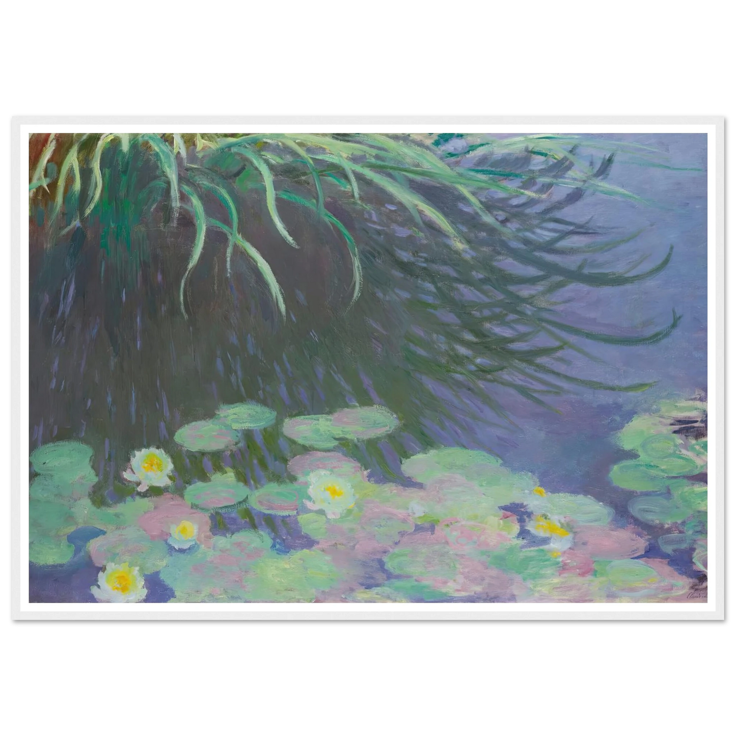 Nymphéas Avec Reflets De Hautes Herbes (1914-17) Art Print | Claude Monet - Framed Poster - 30x40 cm / 12x16″ - Black frame