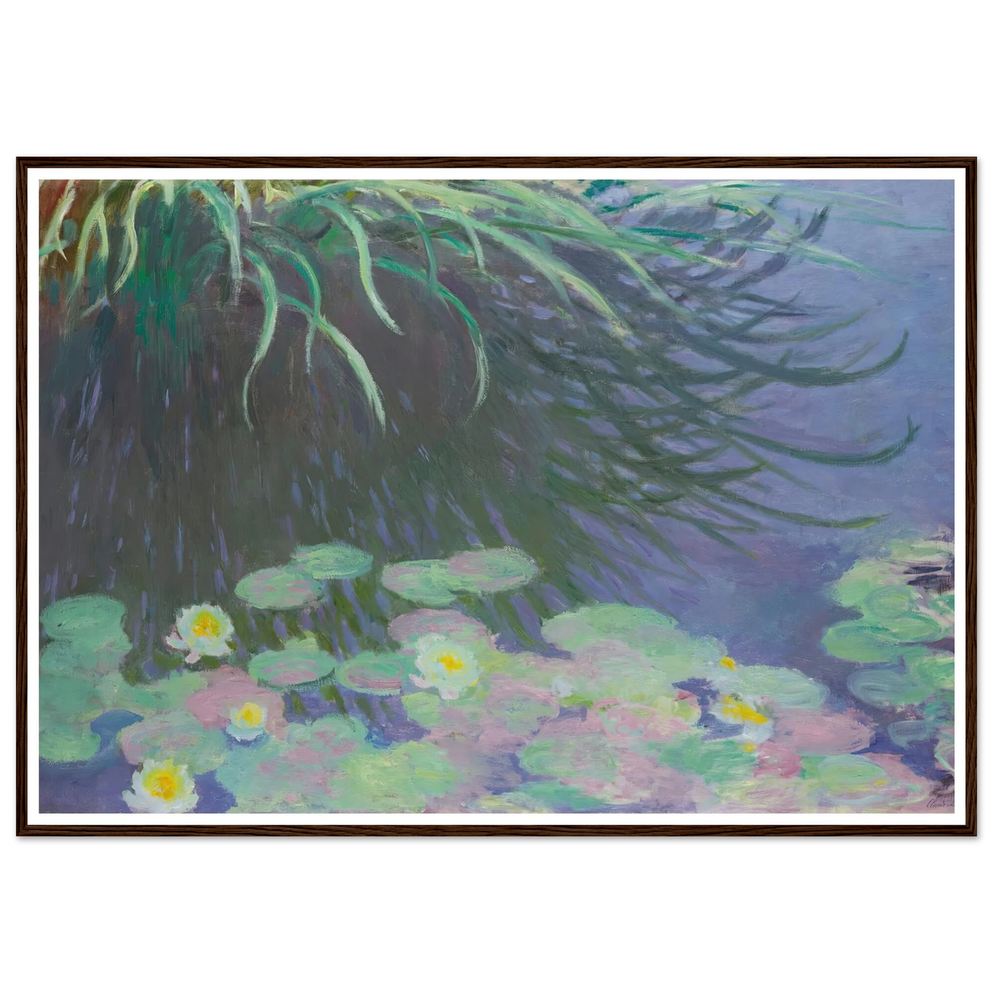 Nymphéas Avec Reflets De Hautes Herbes (1914-17) Art Print | Claude Monet - Framed Poster - 30x40 cm / 12x16″ - Black frame