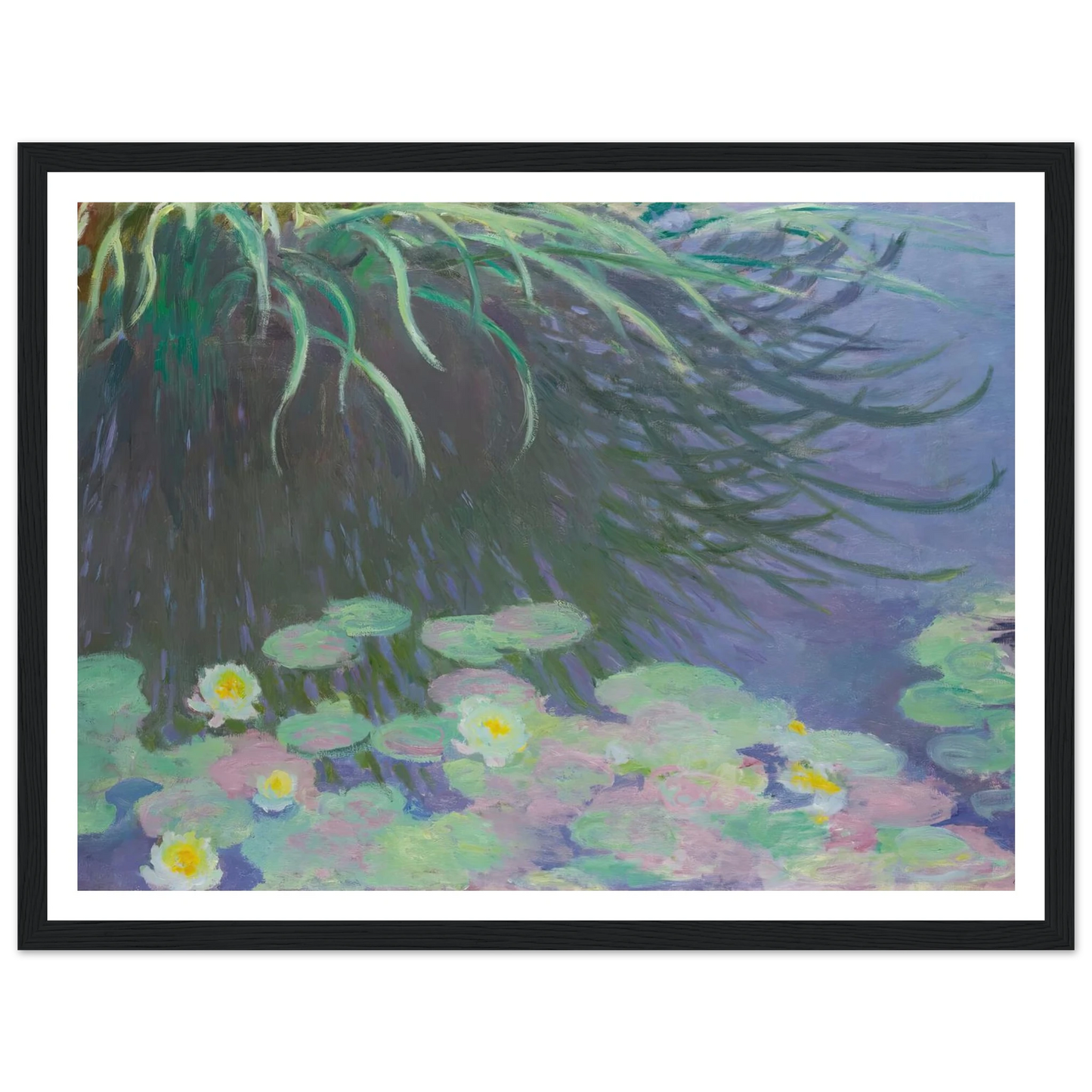 Nymphéas Avec Reflets De Hautes Herbes (1914-17) Art Print | Claude Monet - Framed Poster - 30x40 cm / 12x16″ - Black frame