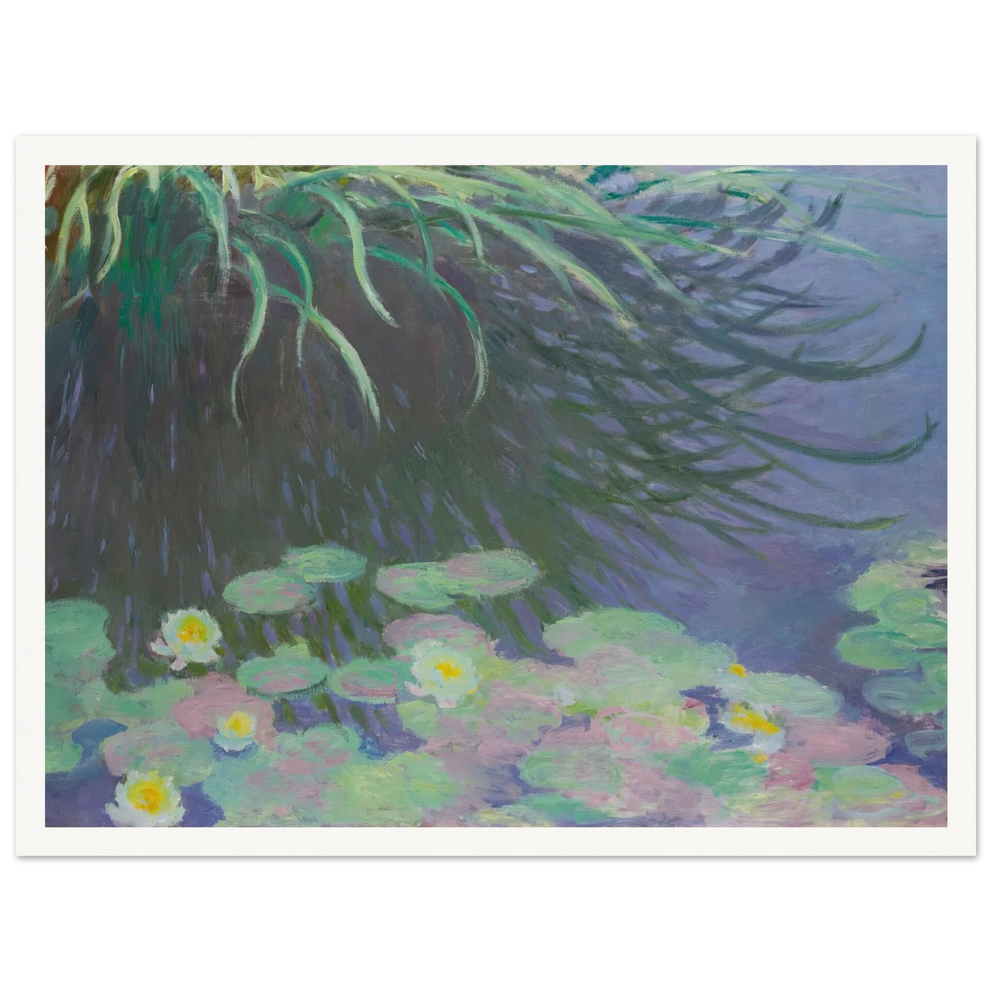 Nymphéas Avec Reflets De Hautes Herbes (1914-17) Art Print | Claude Monet - Framed Poster - 30x40 cm / 12x16″ - Black frame
