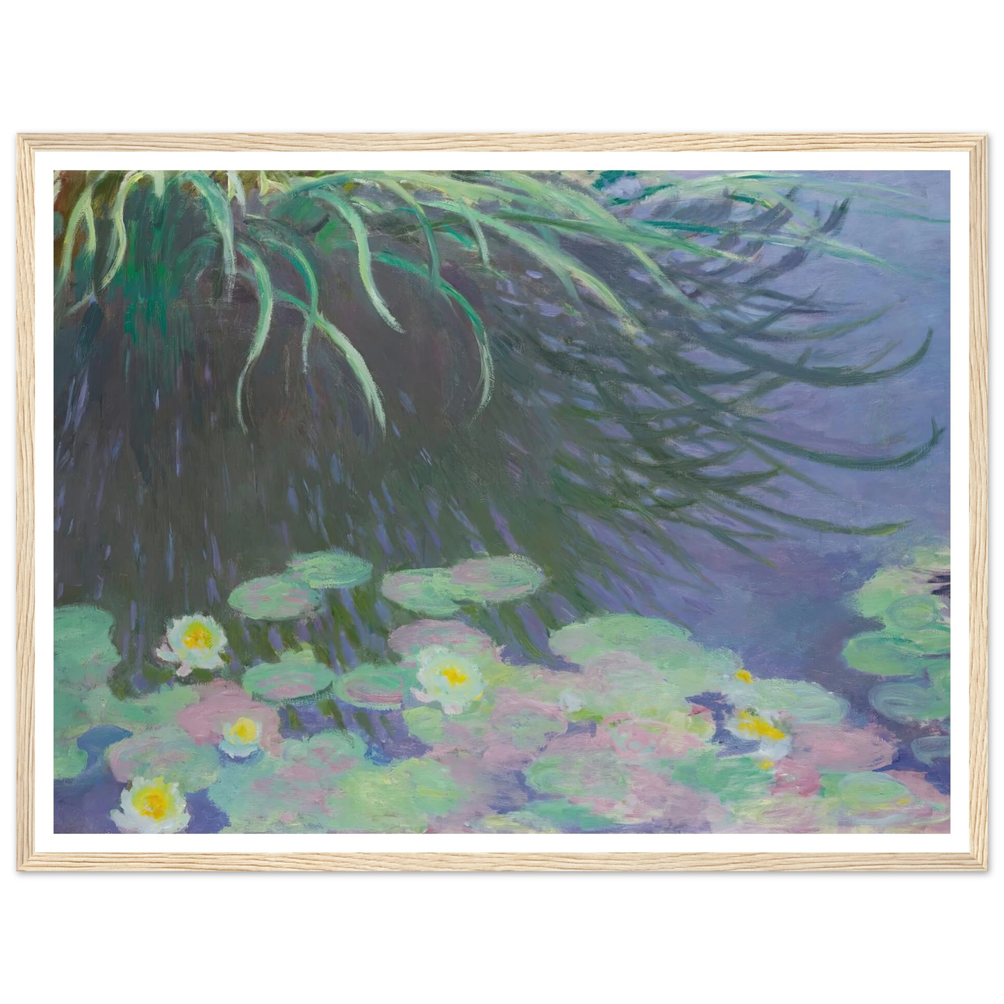Nymphéas Avec Reflets De Hautes Herbes (1914-17) Art Print | Claude Monet - Framed Poster - 30x40 cm / 12x16″ - Black frame