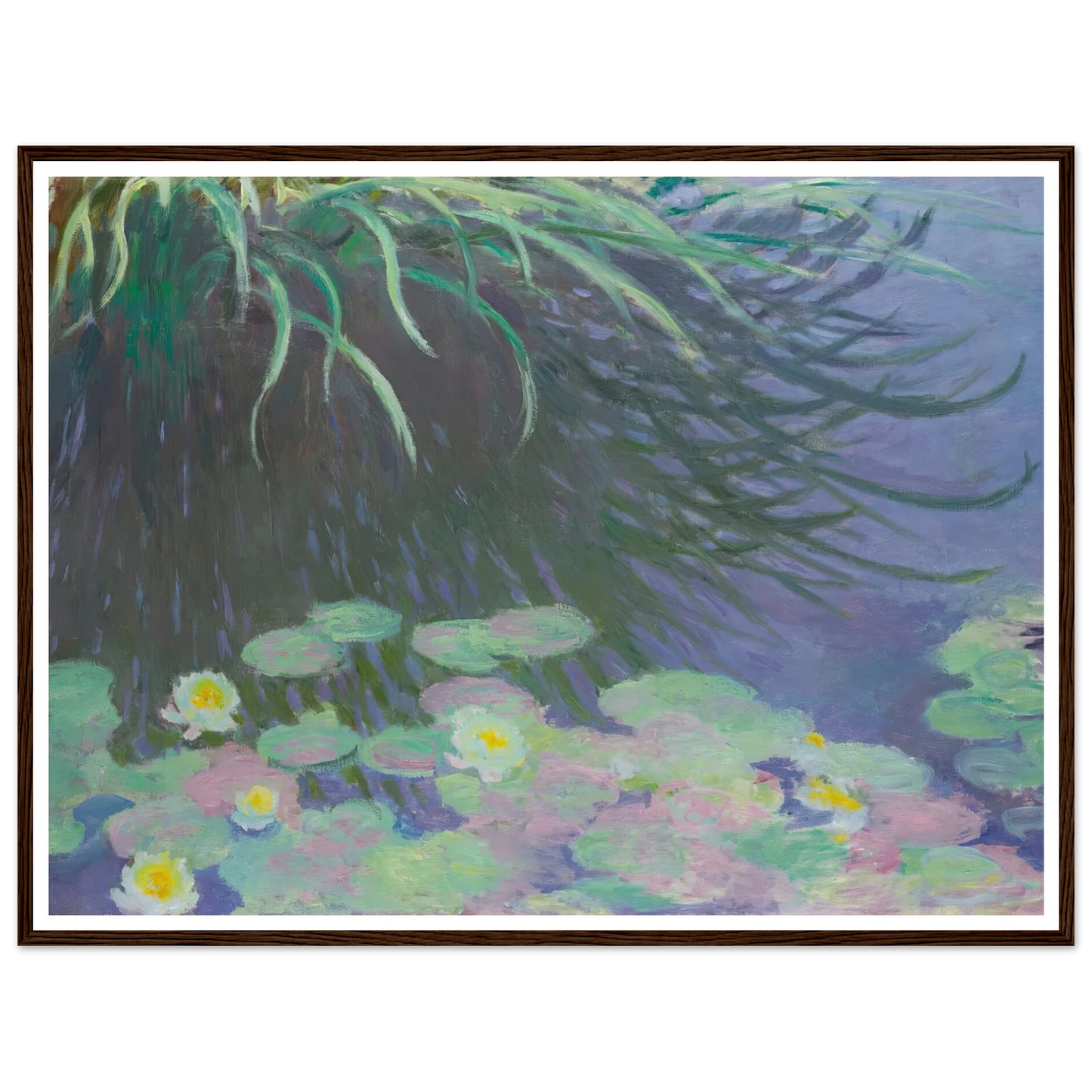 Nymphéas Avec Reflets De Hautes Herbes (1914-17) Art Print | Claude Monet - Framed Poster - 30x40 cm / 12x16″ - Black frame
