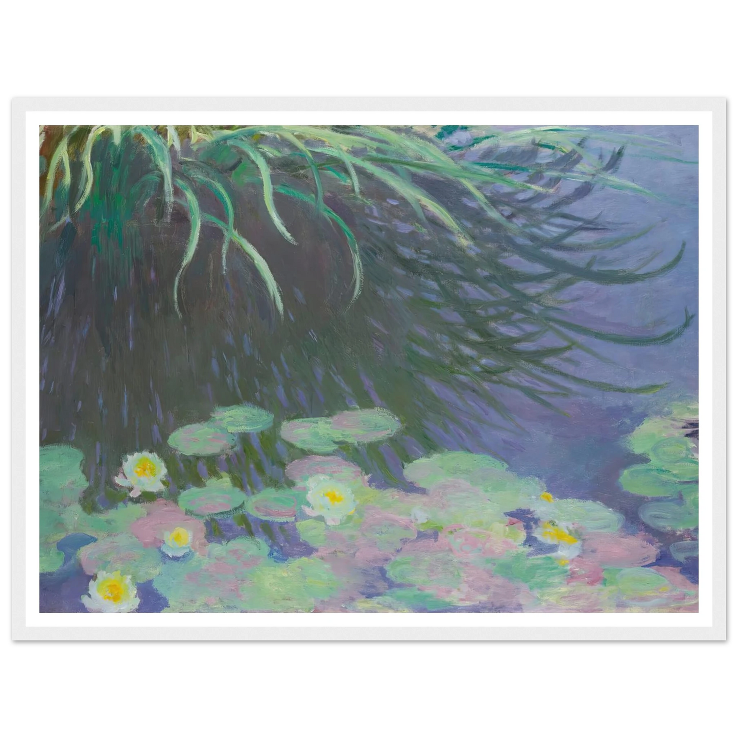 Nymphéas Avec Reflets De Hautes Herbes (1914-17) Art Print | Claude Monet - Framed Poster - 30x40 cm / 12x16″ - Black frame