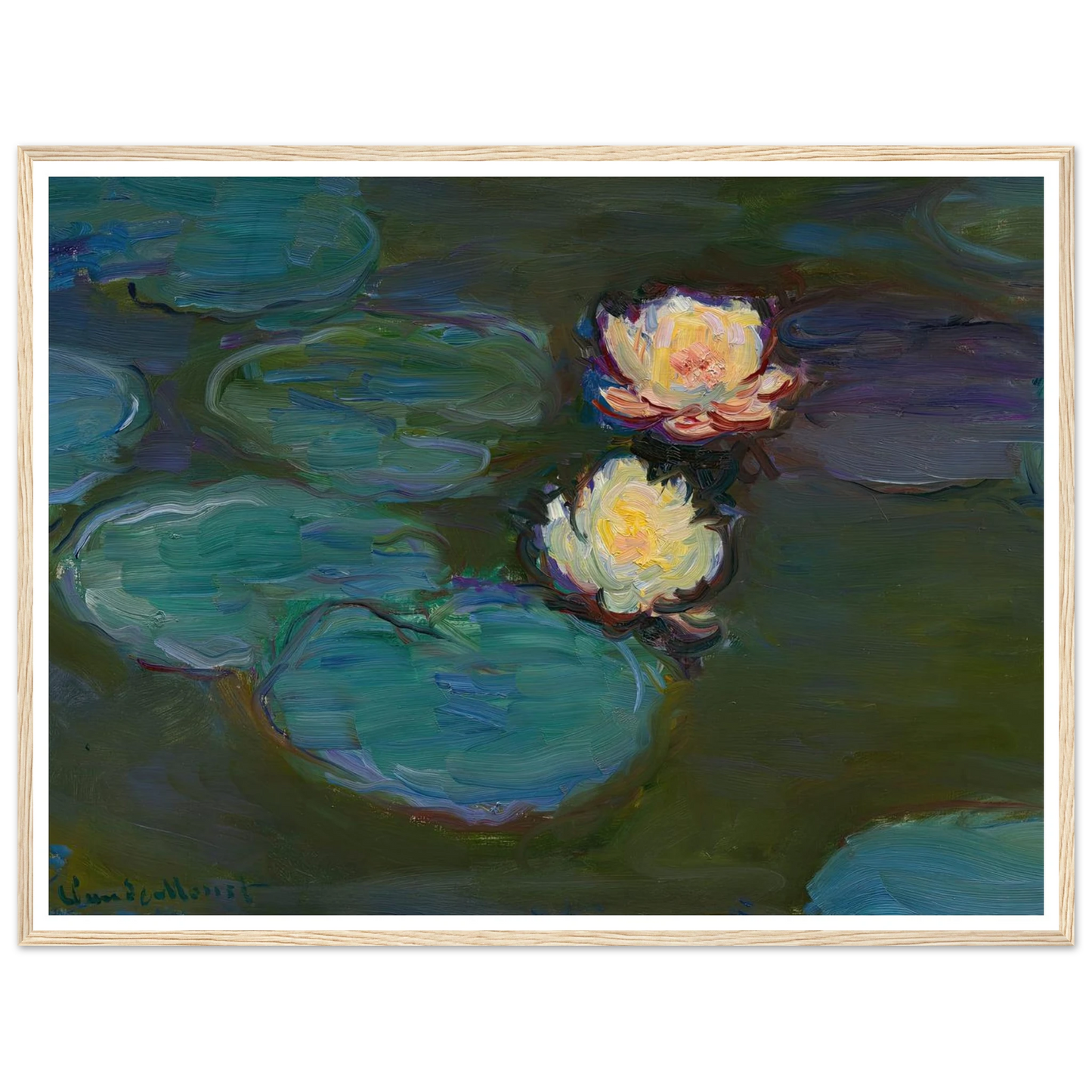 Nympheas (circa 1897-1898) Art Print | Claude Monet - Framed Poster - 30x40 cm / 12x16″ - Black frame