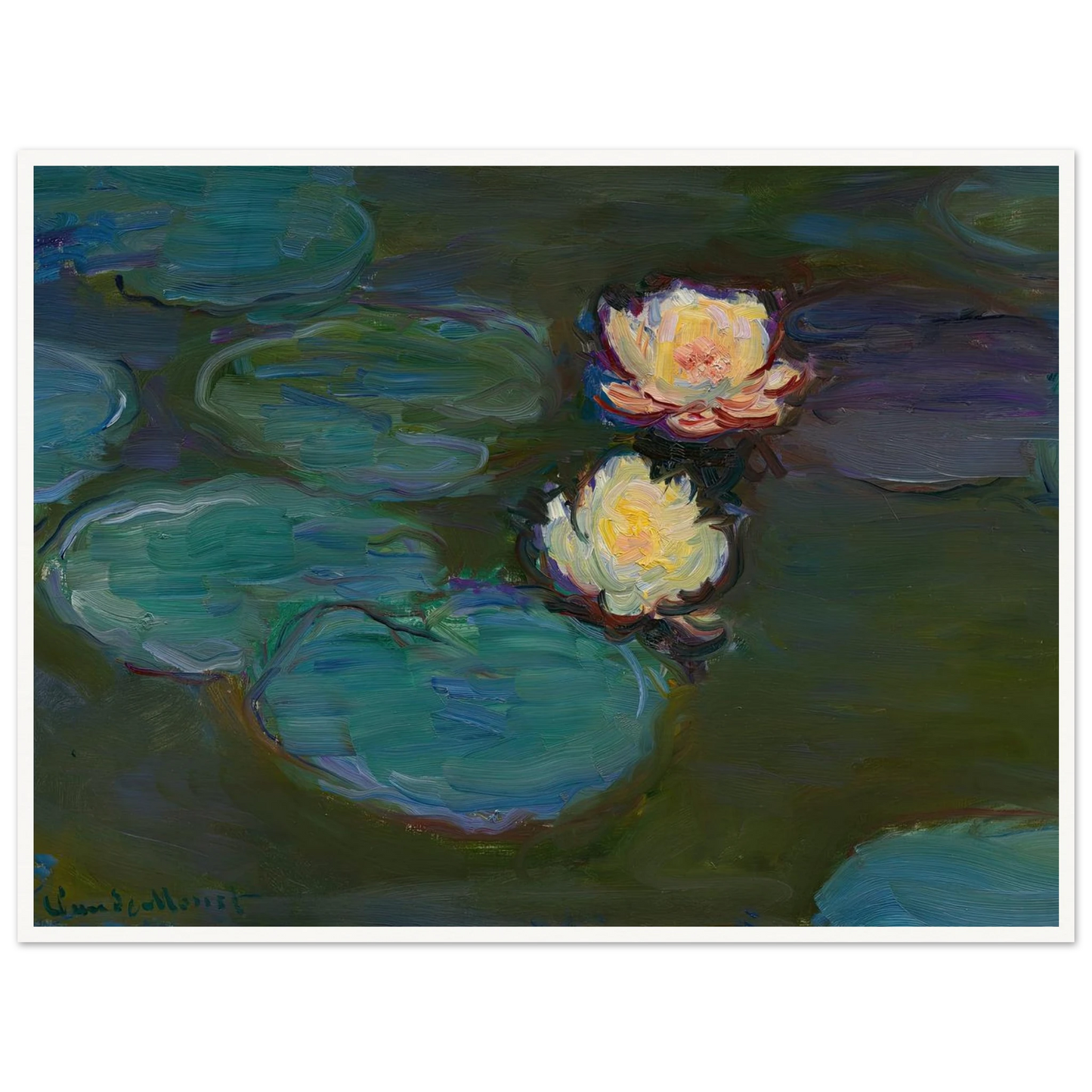 Nympheas (circa 1897-1898) Art Print | Claude Monet - Framed Poster - 30x40 cm / 12x16″ - Black frame