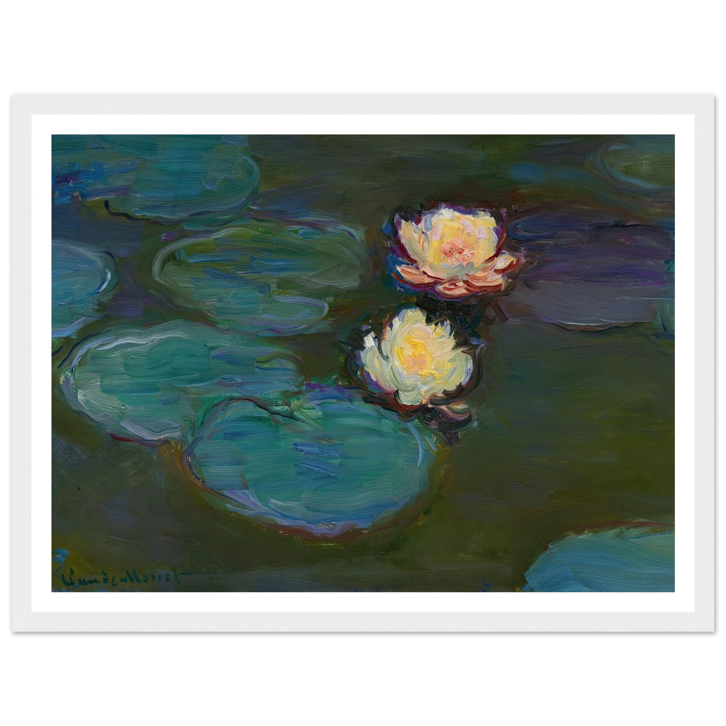 Nympheas (circa 1897-1898) Art Print | Claude Monet - Framed Poster - 30x40 cm / 12x16″ - Black frame