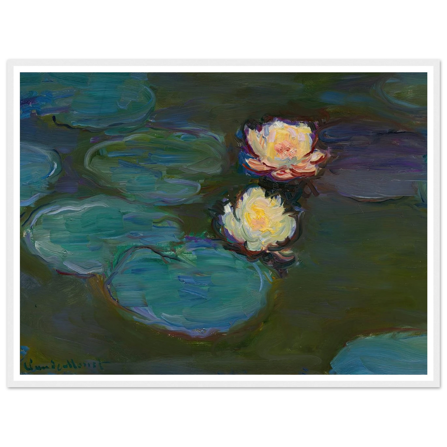 Nympheas (circa 1897-1898) Art Print | Claude Monet - Framed Poster - 30x40 cm / 12x16″ - Black frame