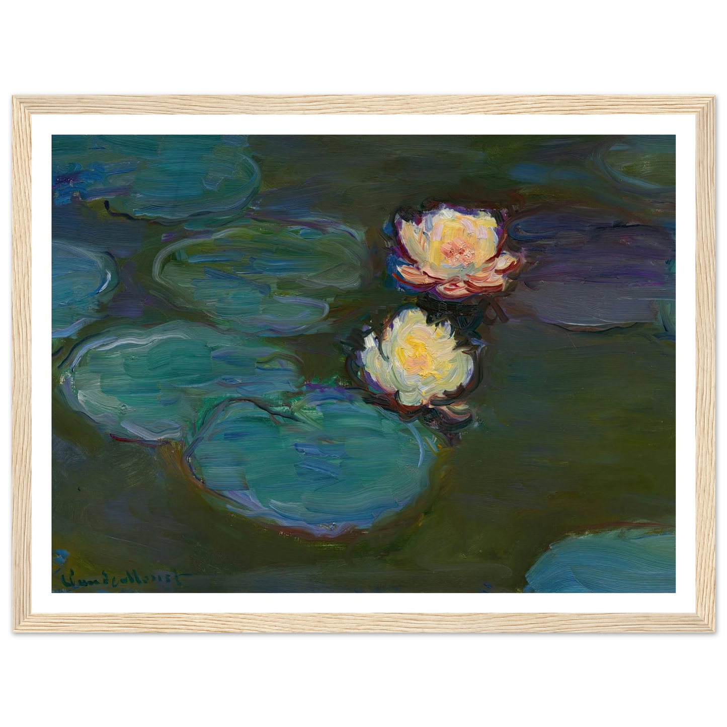 Nympheas (circa 1897-1898) Art Print | Claude Monet - Framed Poster - 30x40 cm / 12x16″ - Black frame