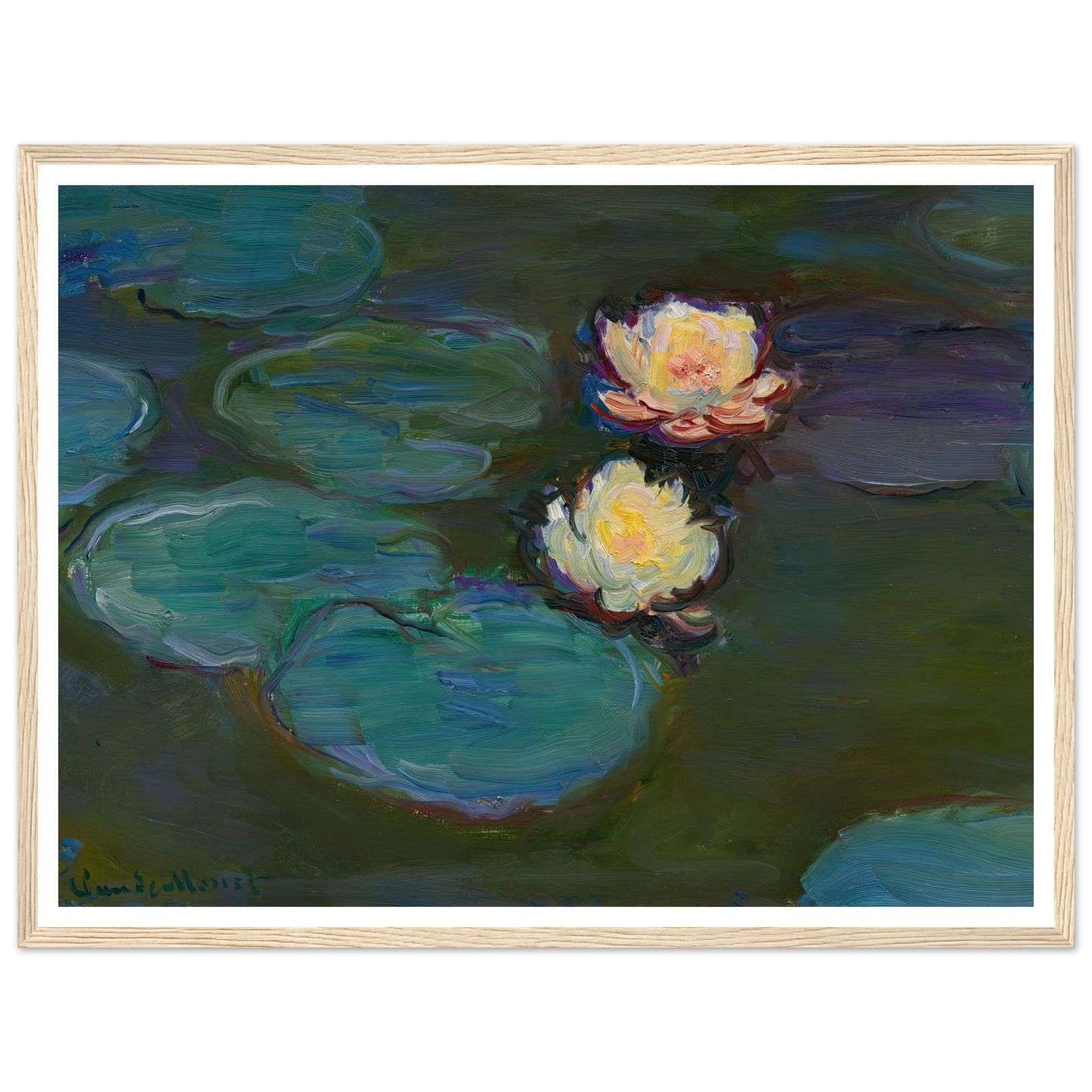 Nympheas (circa 1897-1898) Art Print | Claude Monet - Framed Poster - 30x40 cm / 12x16″ - Black frame