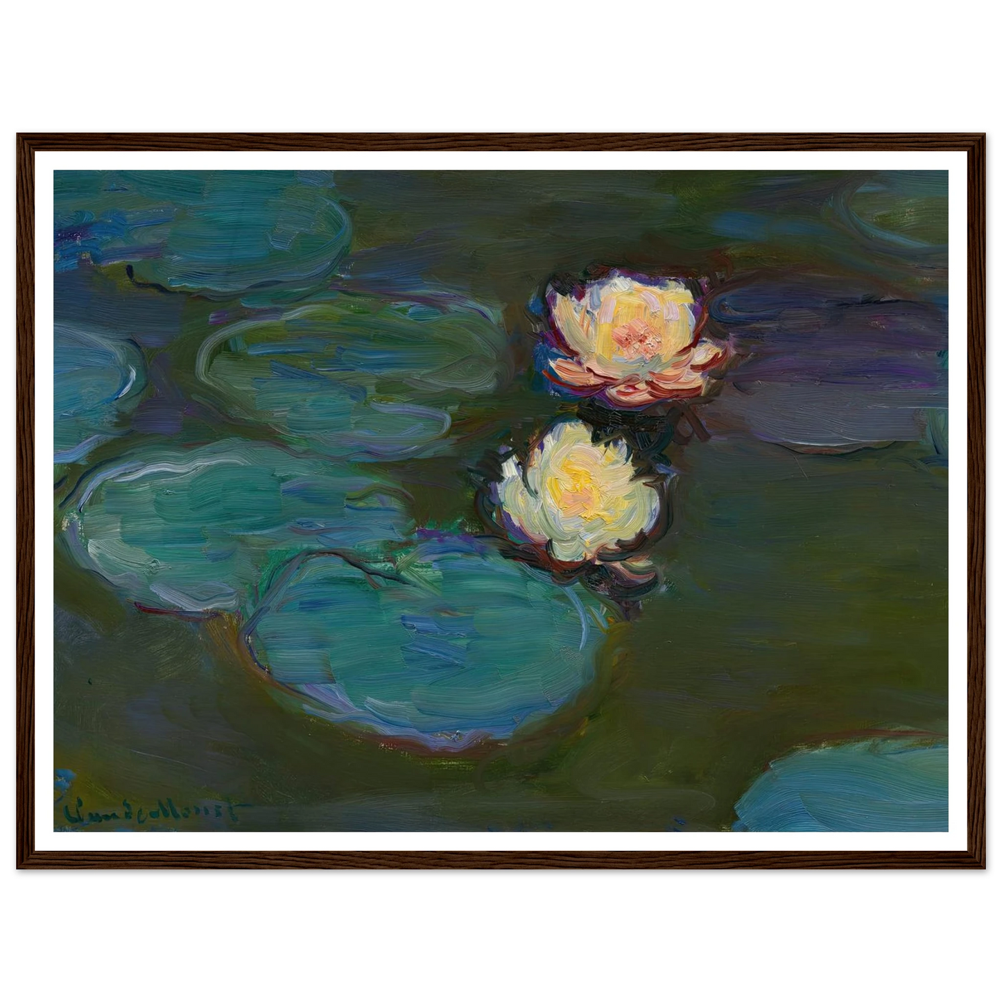 Nympheas (circa 1897-1898) Art Print | Claude Monet - Framed Poster - 30x40 cm / 12x16″ - Black frame