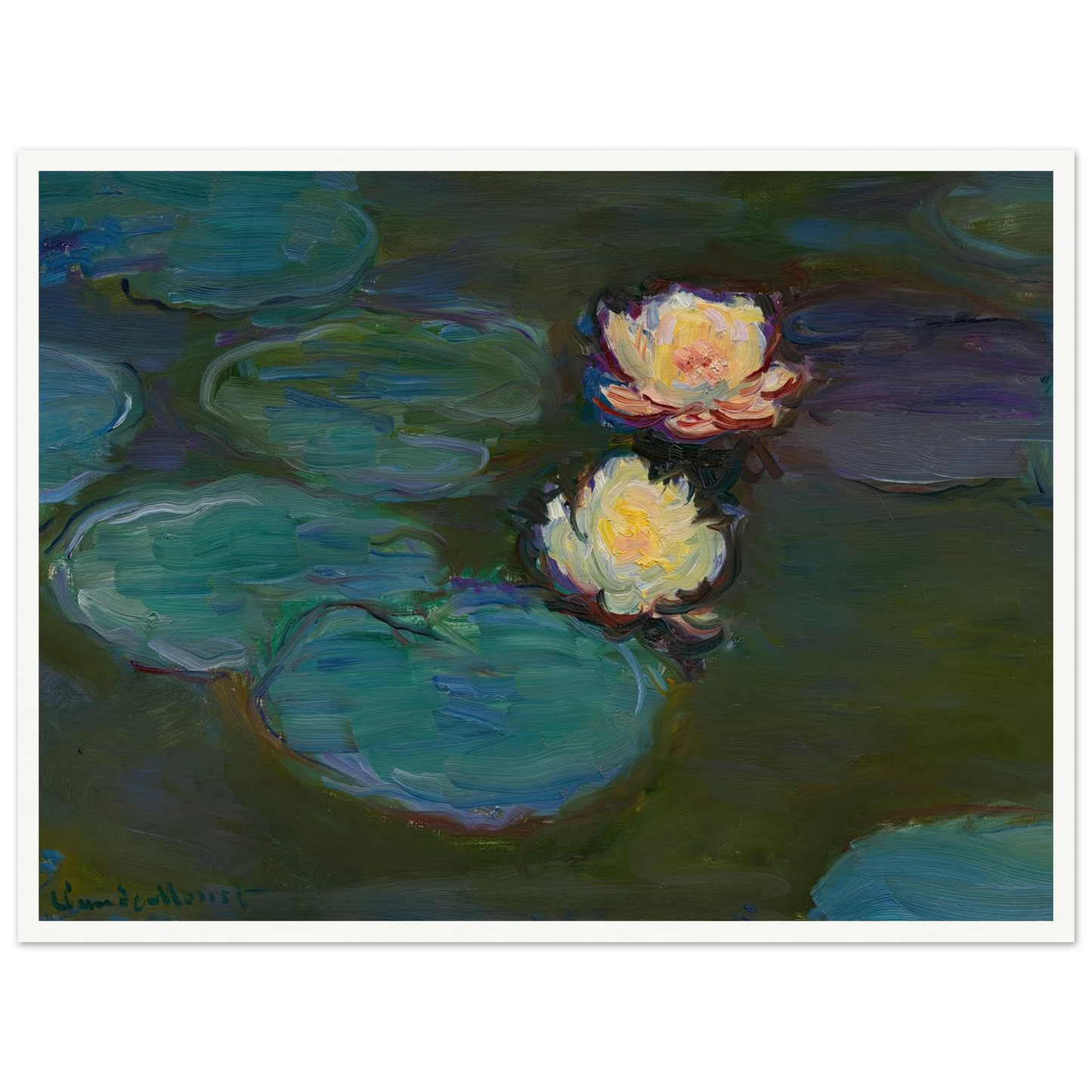 Nympheas (circa 1897-1898) Art Print | Claude Monet - Framed Poster - 30x40 cm / 12x16″ - Black frame