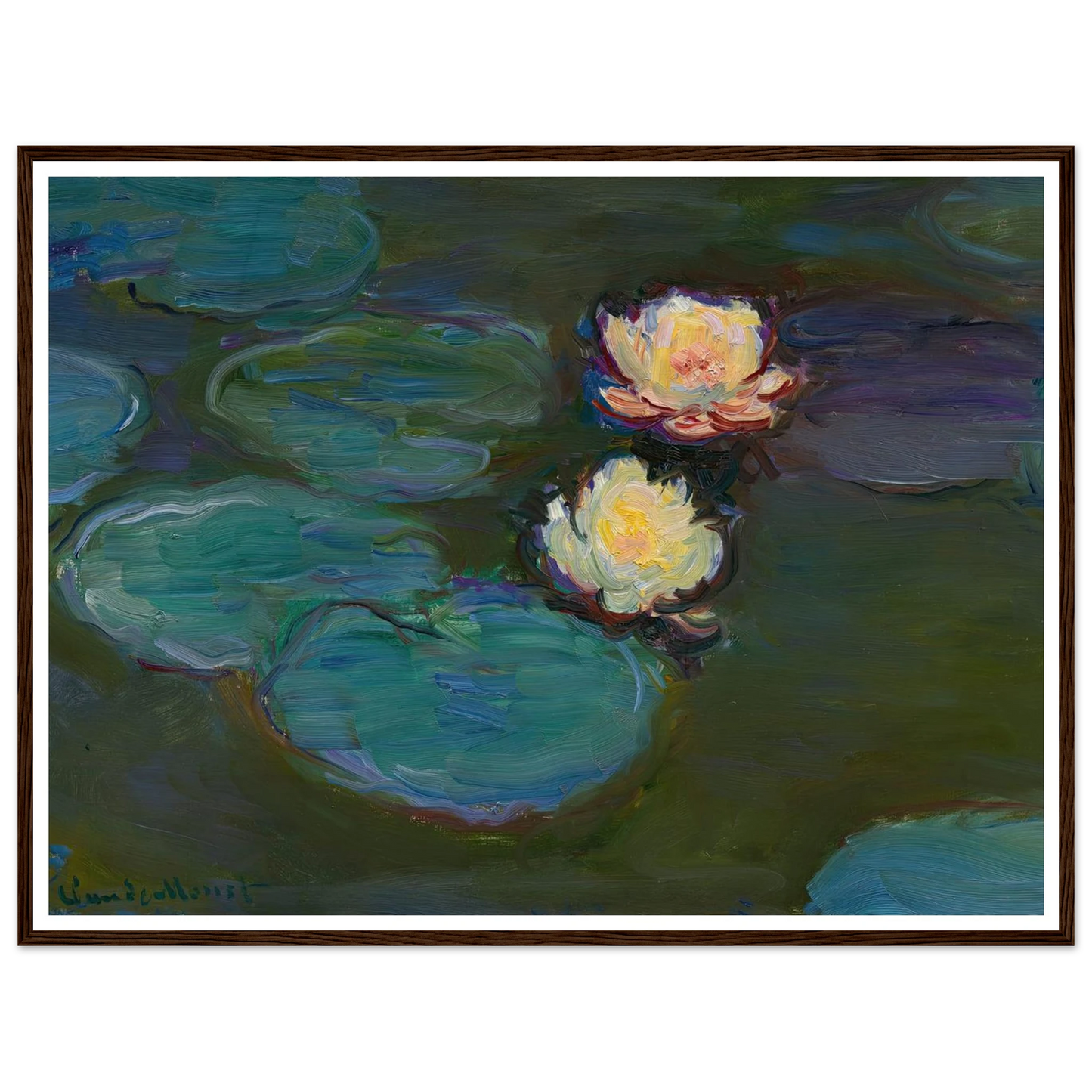 Nympheas (circa 1897-1898) Art Print | Claude Monet - Framed Poster - 30x40 cm / 12x16″ - Black frame