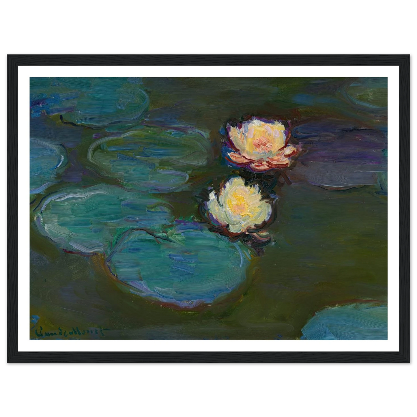 Nympheas (circa 1897-1898) Art Print | Claude Monet - Framed Poster - 30x40 cm / 12x16″ - Black frame