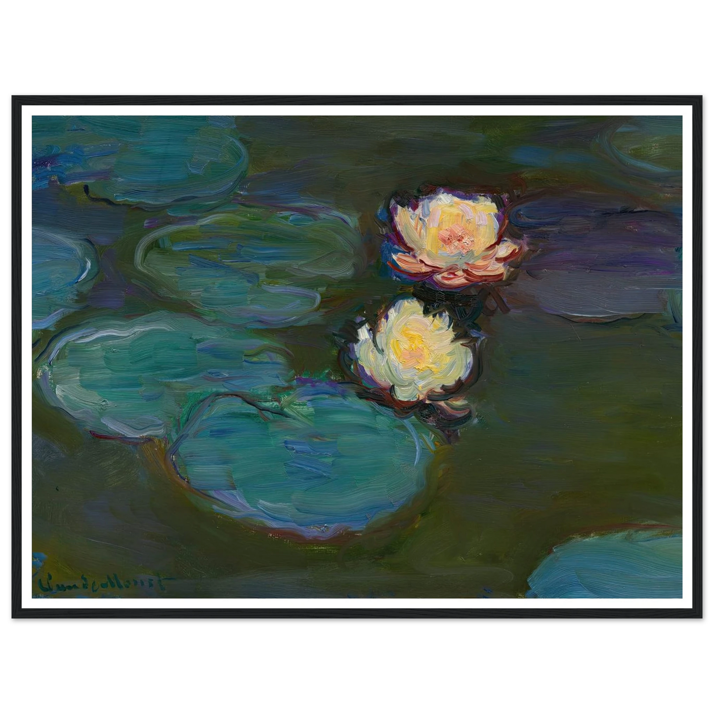 Nympheas (circa 1897-1898) Art Print | Claude Monet - Framed Poster - 30x40 cm / 12x16″ - Black frame