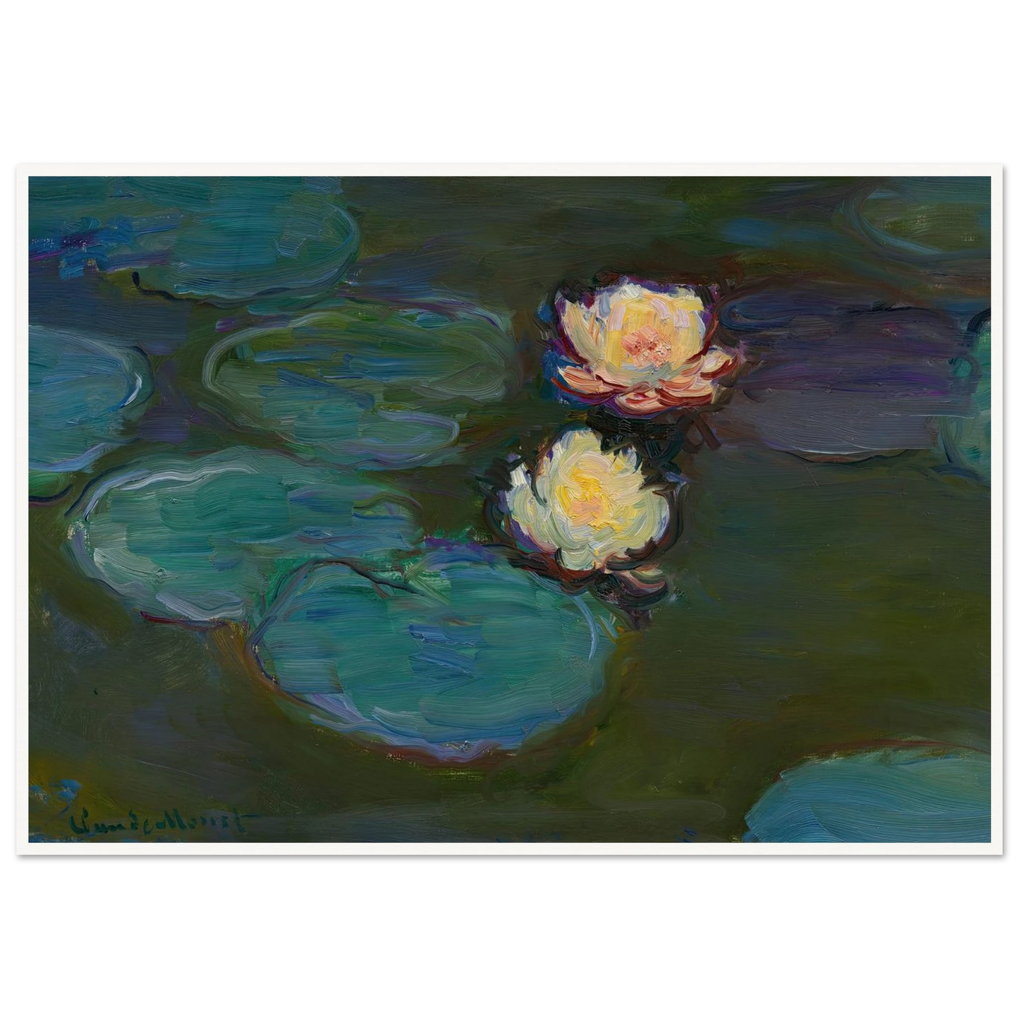 Nympheas (circa 1897-1898) Art Print | Claude Monet - Framed Poster - 30x40 cm / 12x16″ - Black frame