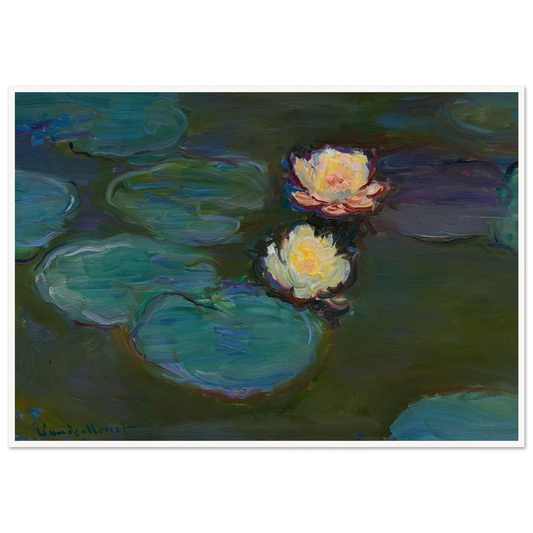 Nympheas (circa 1897-1898) Art Print | Claude Monet - Framed Poster - 30x40 cm / 12x16″ - Black frame