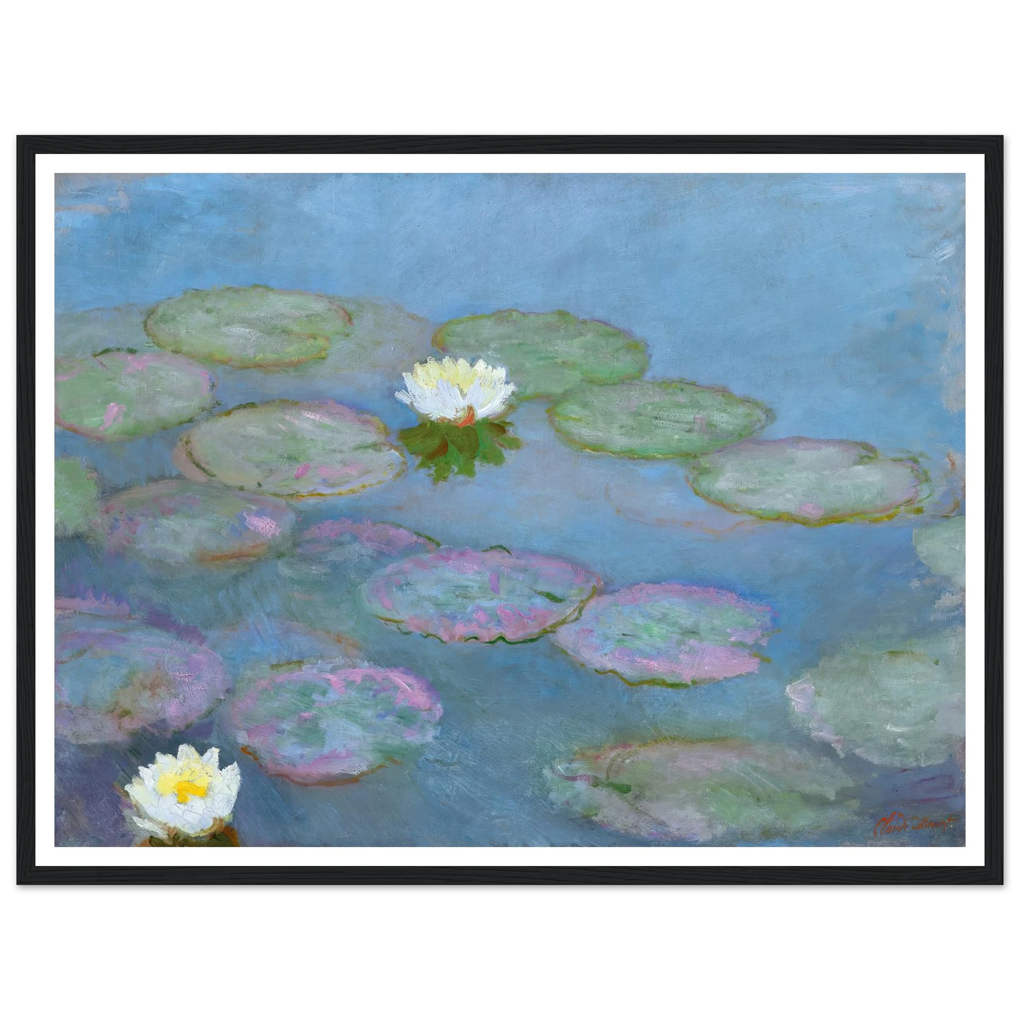 Nymphéas (circa 1897-1899) Art Print | Claude Monet - Framed Poster - 30x40 cm / 12x16″ - Black frame