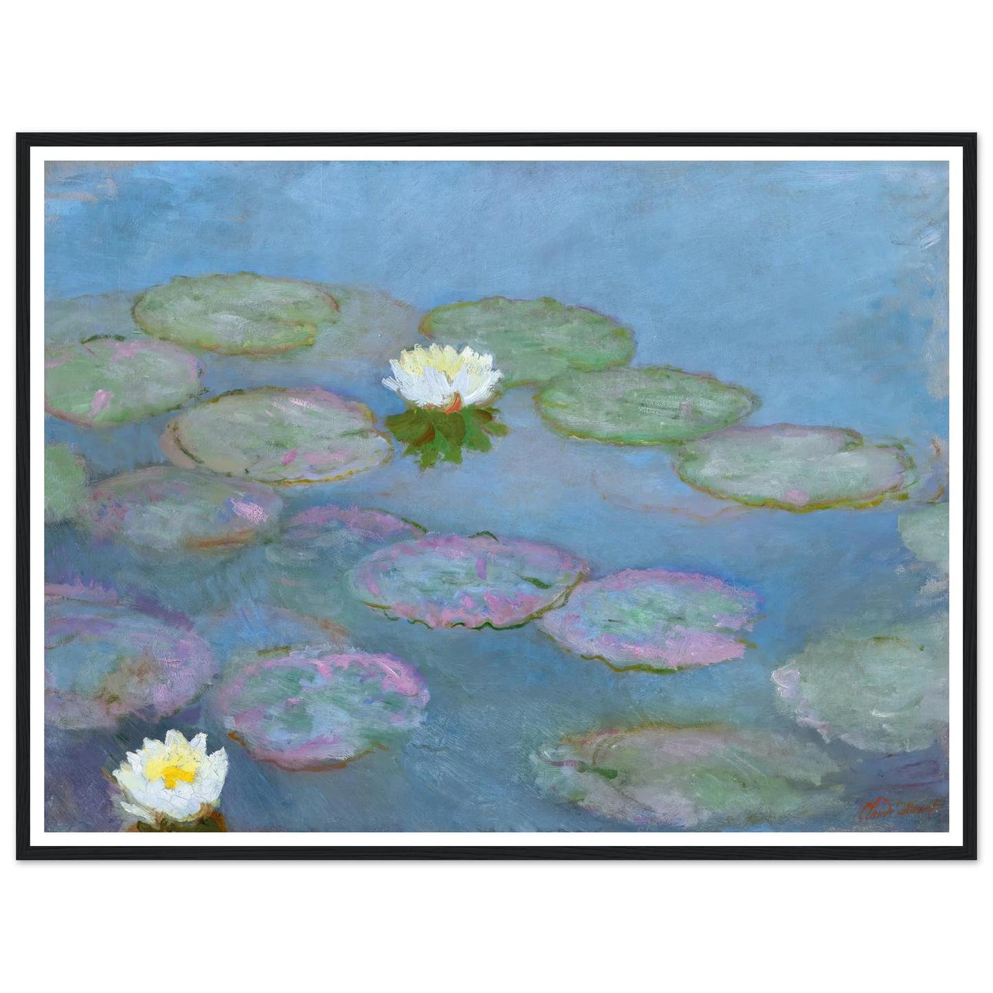 Nymphéas (circa 1897-1899) Art Print | Claude Monet - Framed Poster - 30x40 cm / 12x16″ - Black frame
