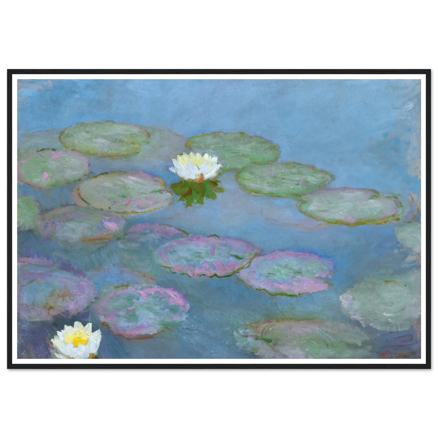 Nymphéas (circa 1897-1899) Art Print | Claude Monet - Framed Poster - 30x40 cm / 12x16″ - Black frame