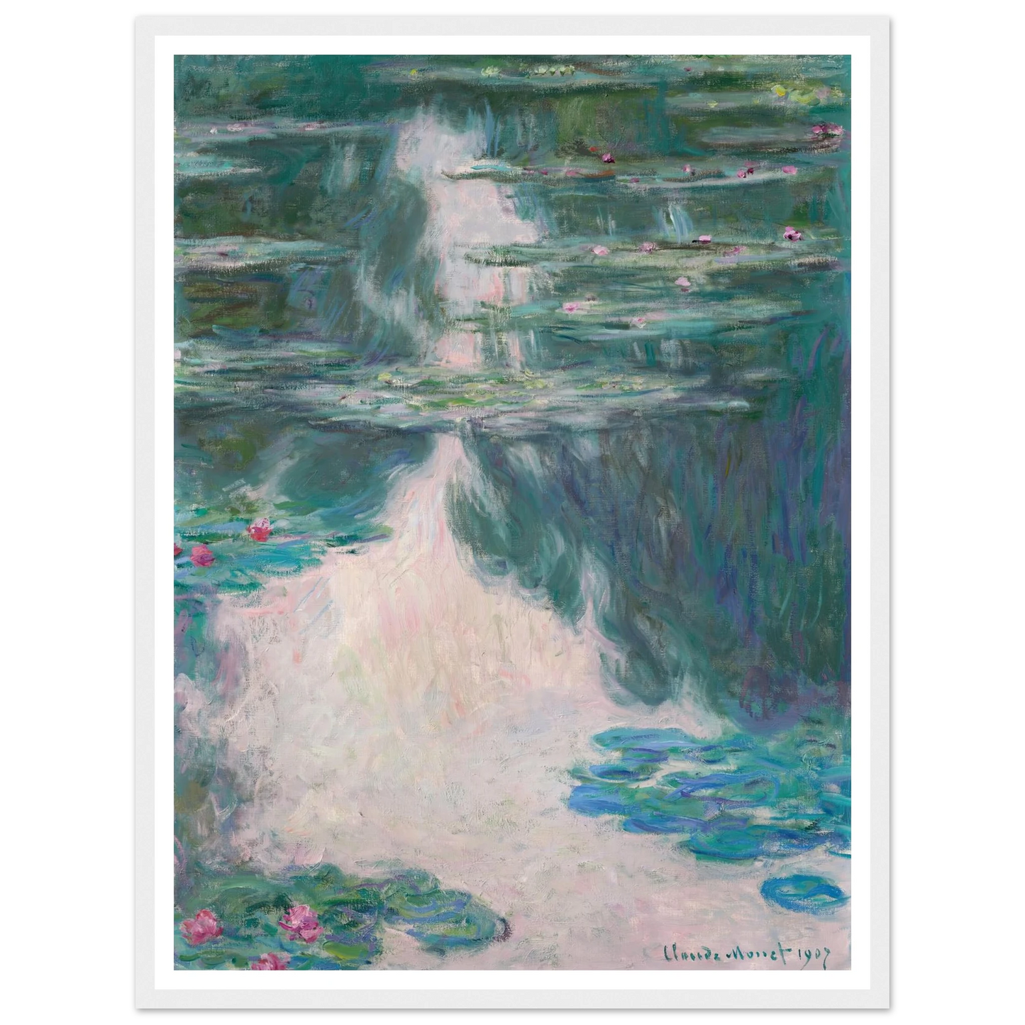 Nymphéas, temps gris (1907) Art Print | Claude Monet - Framed Poster - 30x40 cm / 12x16″ - Black frame