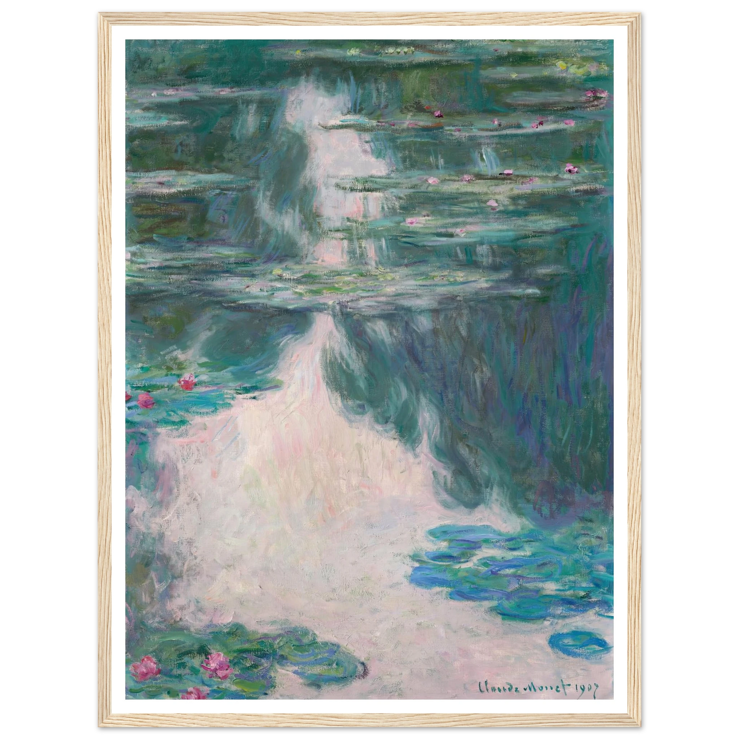 Nymphéas, temps gris (1907) Art Print | Claude Monet - Framed Poster - 30x40 cm / 12x16″ - Black frame
